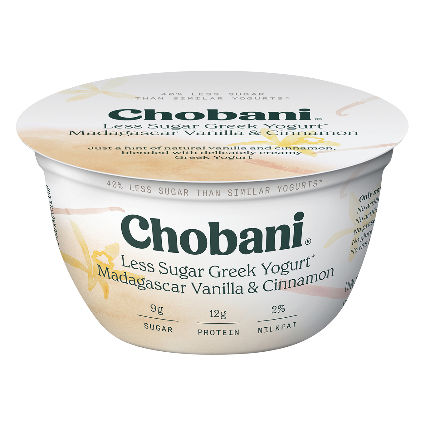 Yogurt, Greek, Less Sugar, Low-Fat, Madagascar Vanilla & Cinnamon