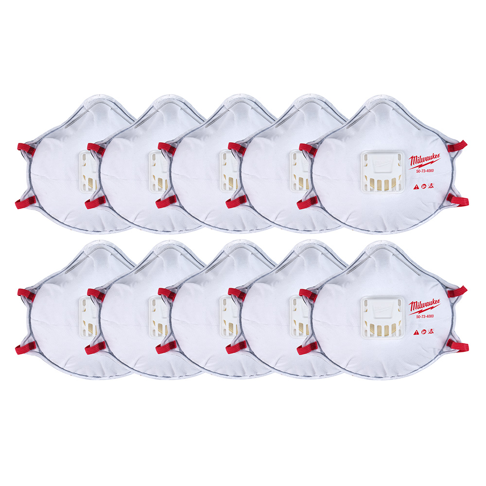 White Cap | 10Pk N95 Valved Respirator W/Gasket Milwaukee