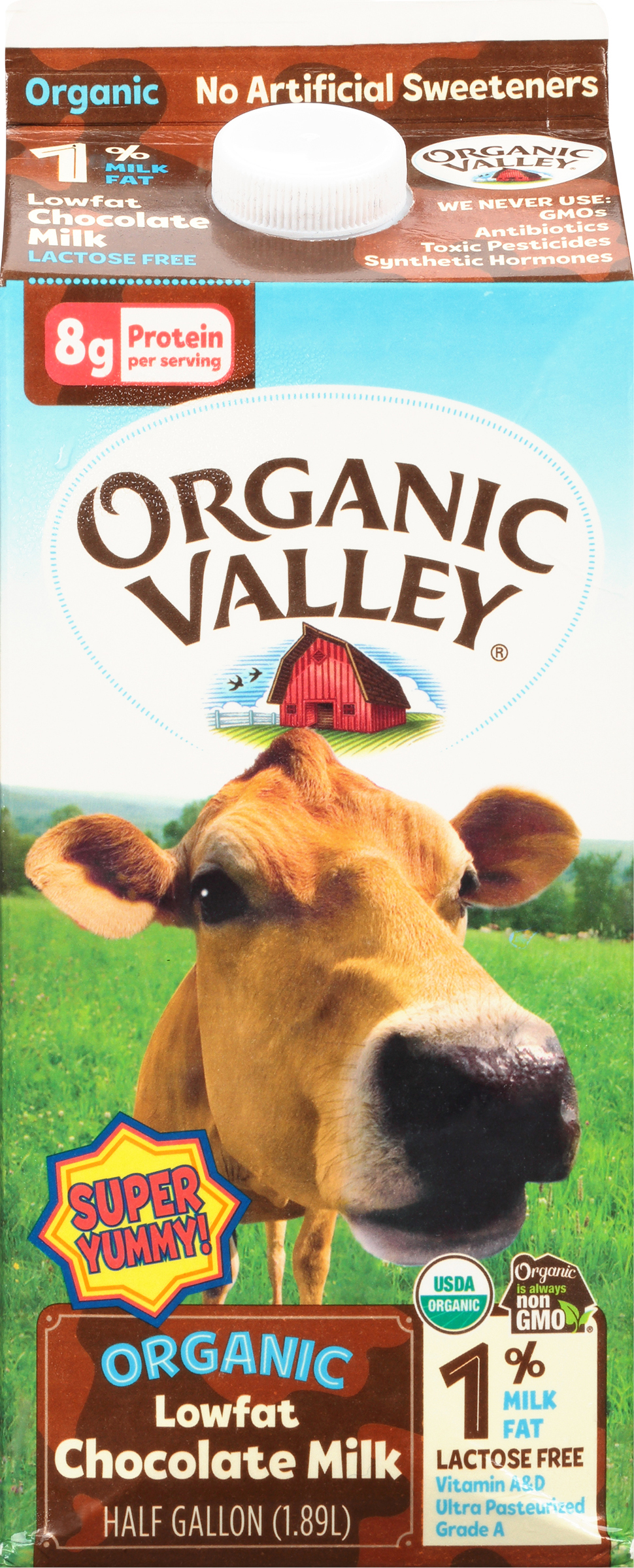Chocolate Milk, Organic, Lowfat, 1% Milkfat