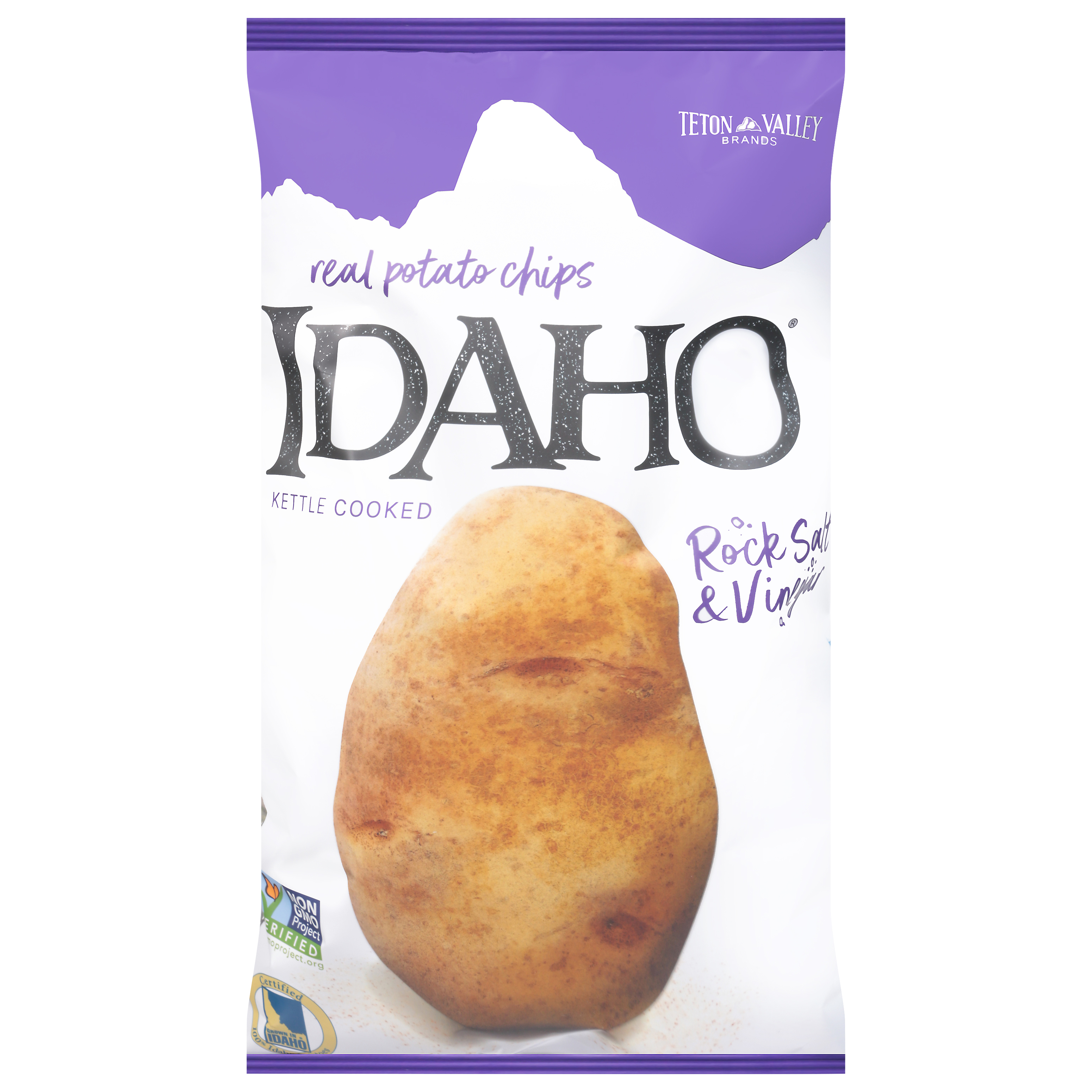Idaho Kettle Cooked Rock Salt & Vinegar Potato Chips 8 Oz