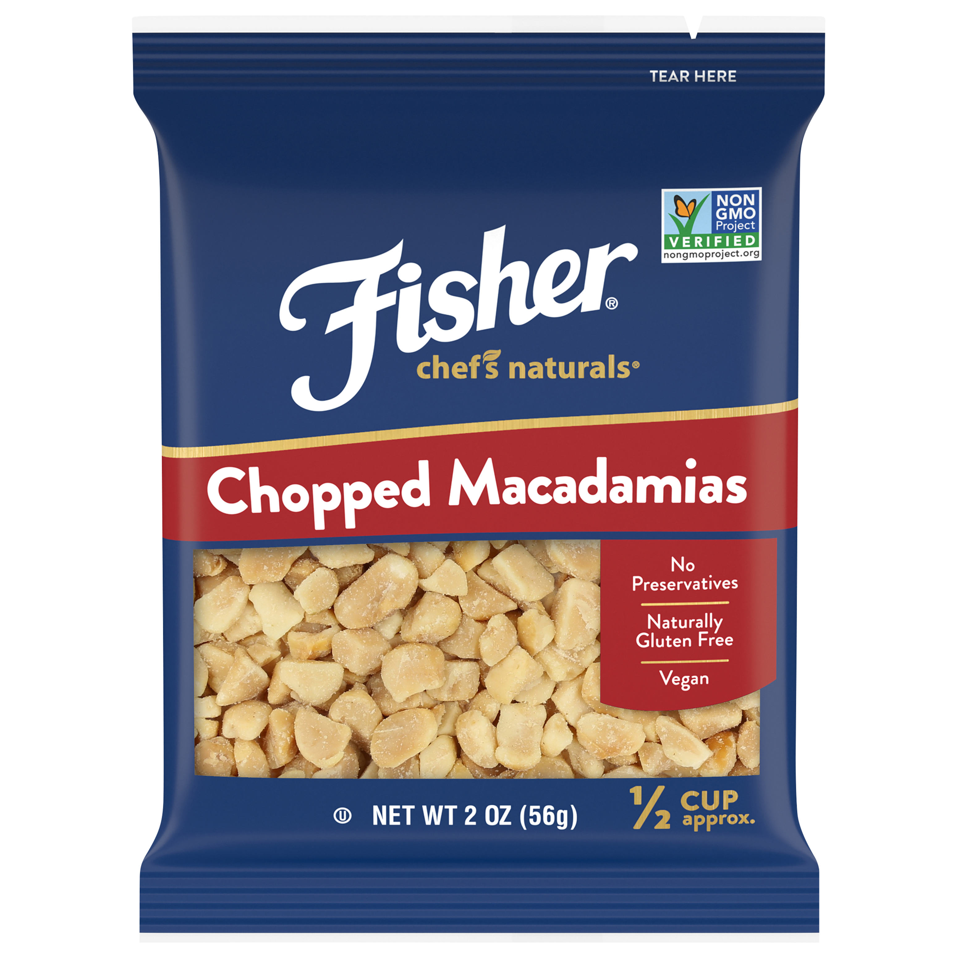 Fisher® Chef's Naturals® Chopped Macadamias 2 Oz. Bag