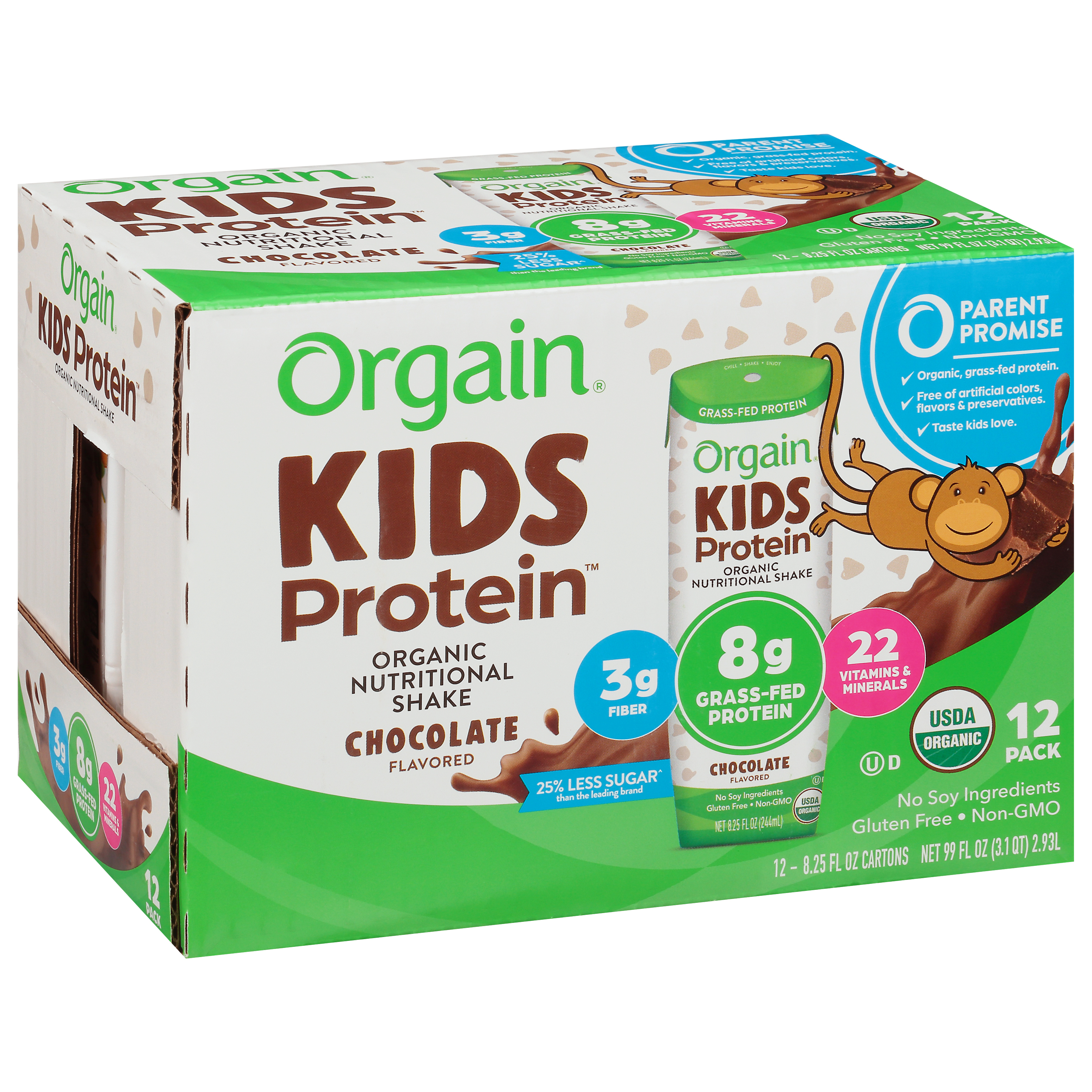 Orgain Kids Protein 12 Pack Organic Chocolate Flavor Nutritional Shake 12 - 8.25