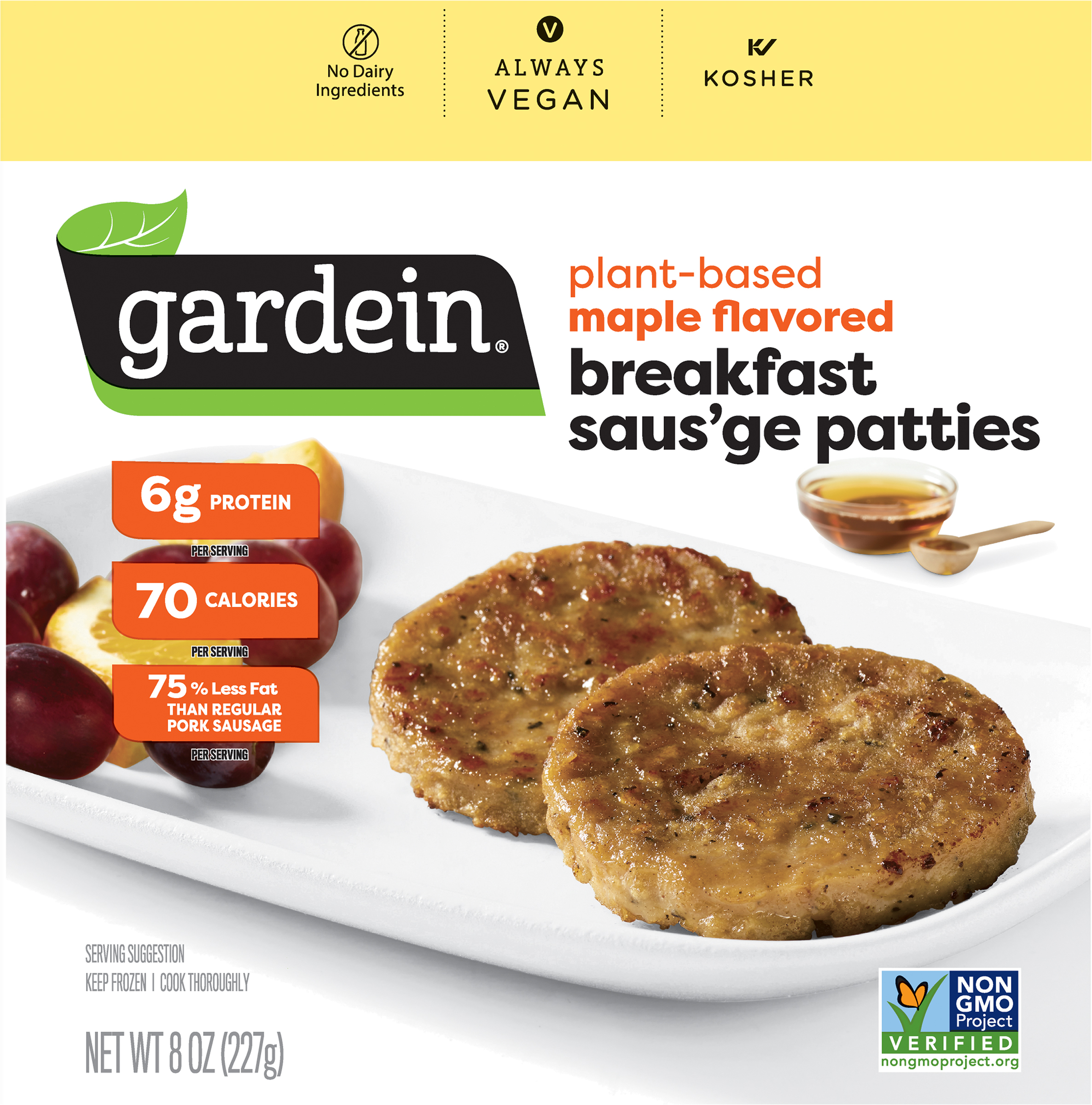 Sausage Patties, Breakfast, Plant-Based, Maple Flavored