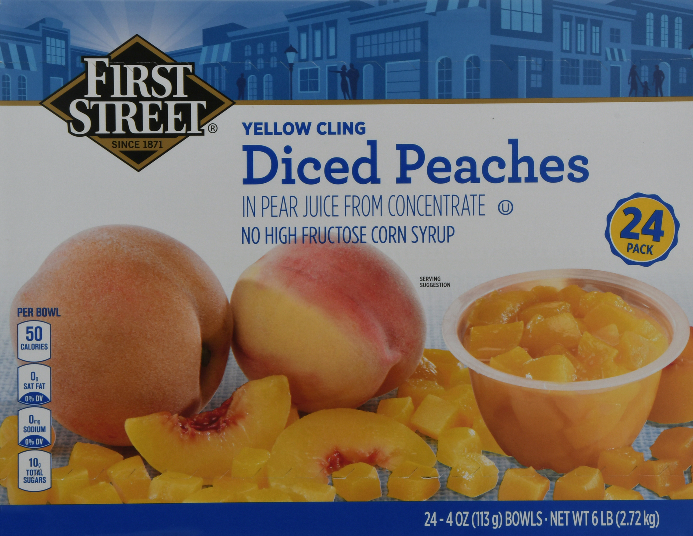 Diced Peaches, Yellow Cling, 24 Pack