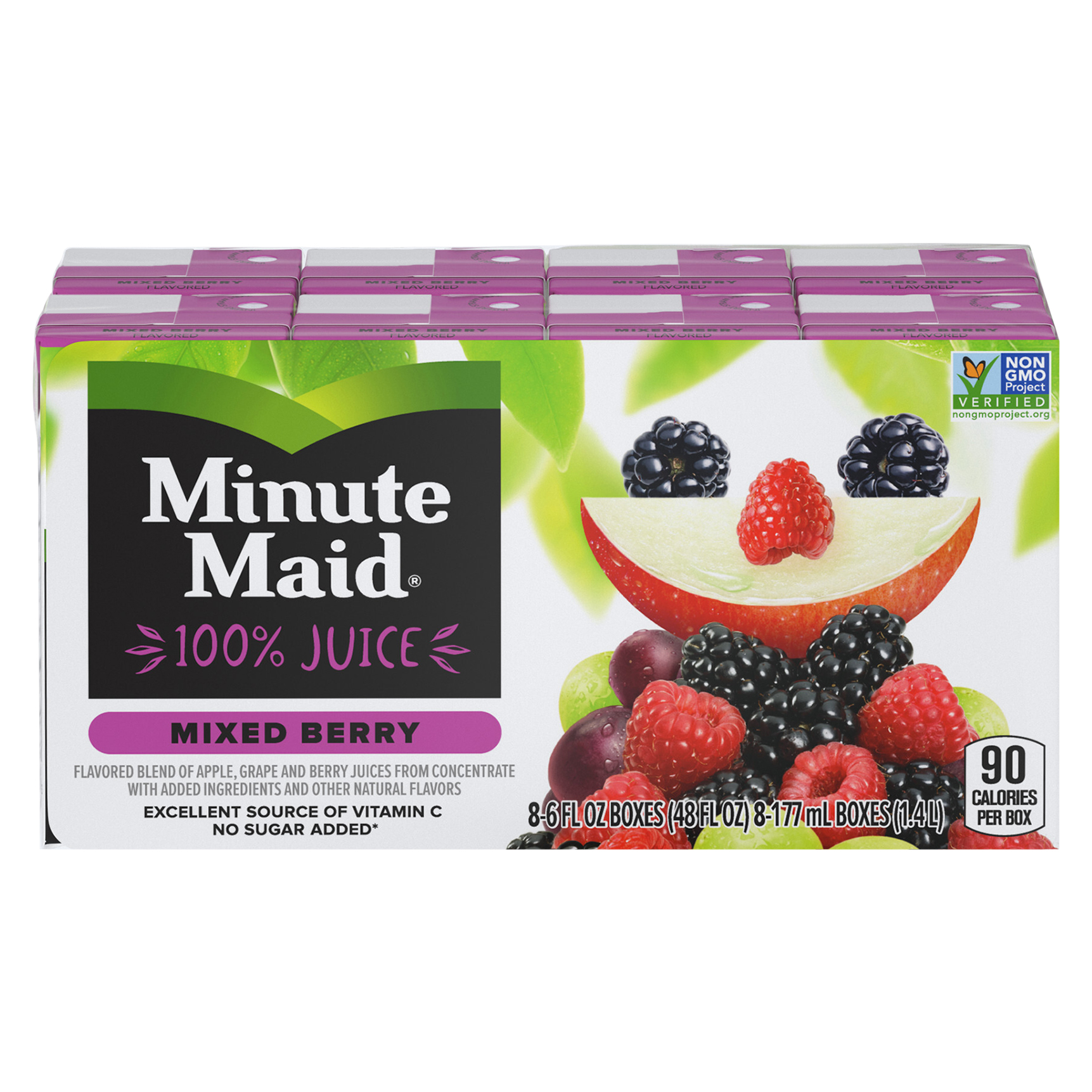 Minute Maid Mixed Berry Juice 100 Cartons, 6 Fl Oz, 8 Pack