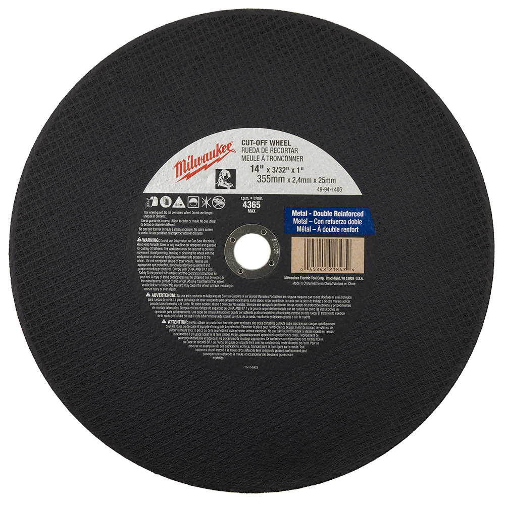 Milwaukee 49-94-1500 1-1/2 Inch Cut-Off Wheels (5-Pack) – Reinforced, Aluminum Oxide For Rotary Tools