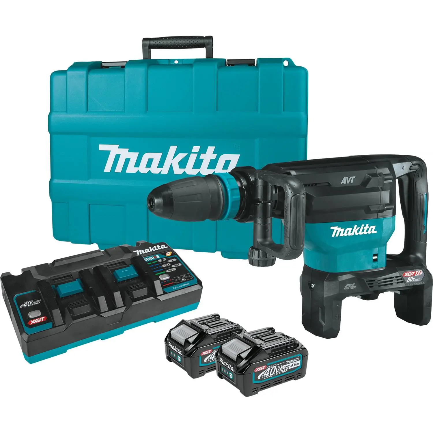 Makita 80V Max (40V Max X2) XGT Brushless Cordless 28lb AVT Demoltion Hammer Kit, Accepts SDS-Max Bits, AWS Capable (4.0AH)