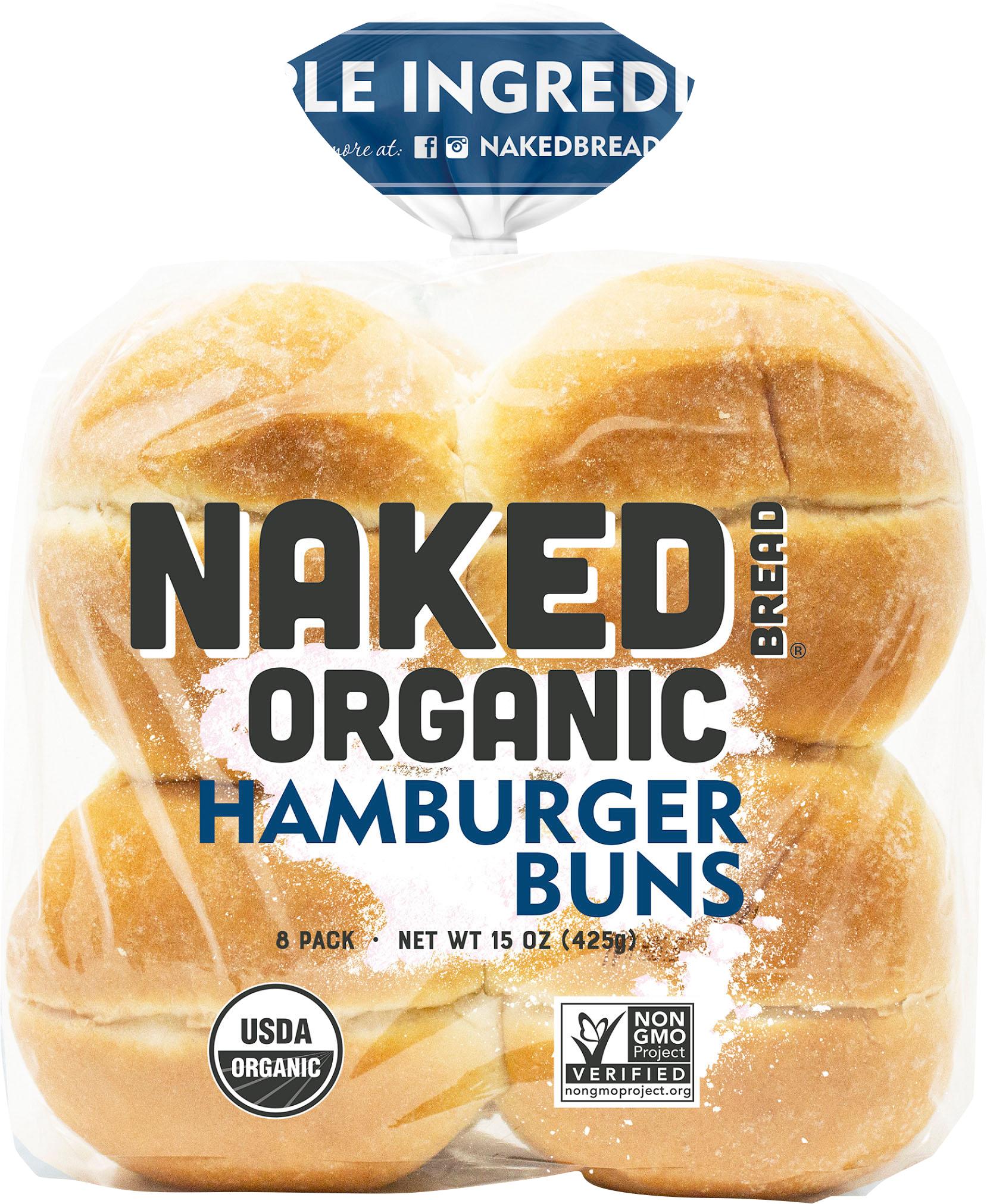 Buns, Hamburger, Organic, 8 Pack