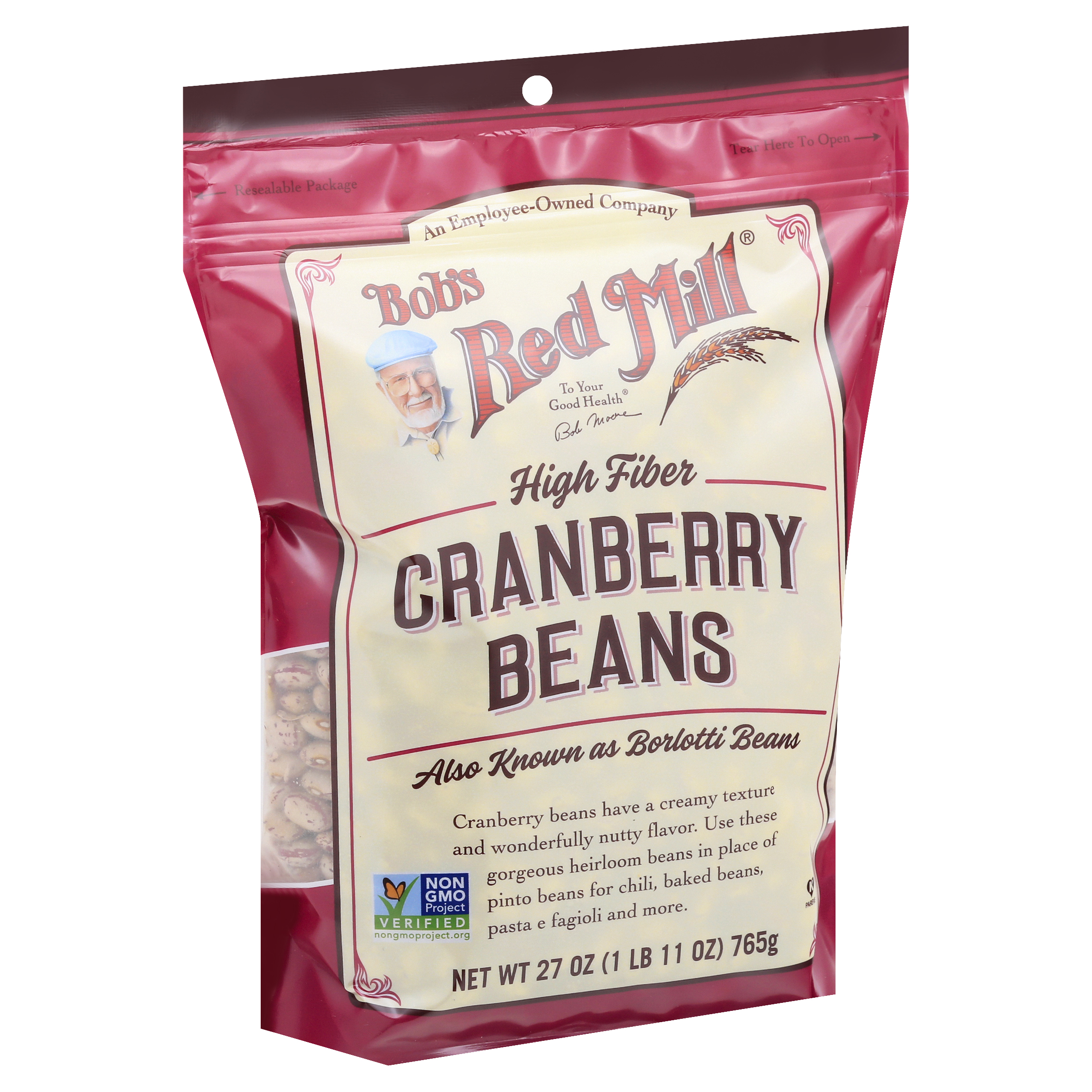 Bobs Red Mill High Fiber Cranberry Beans 27 Oz