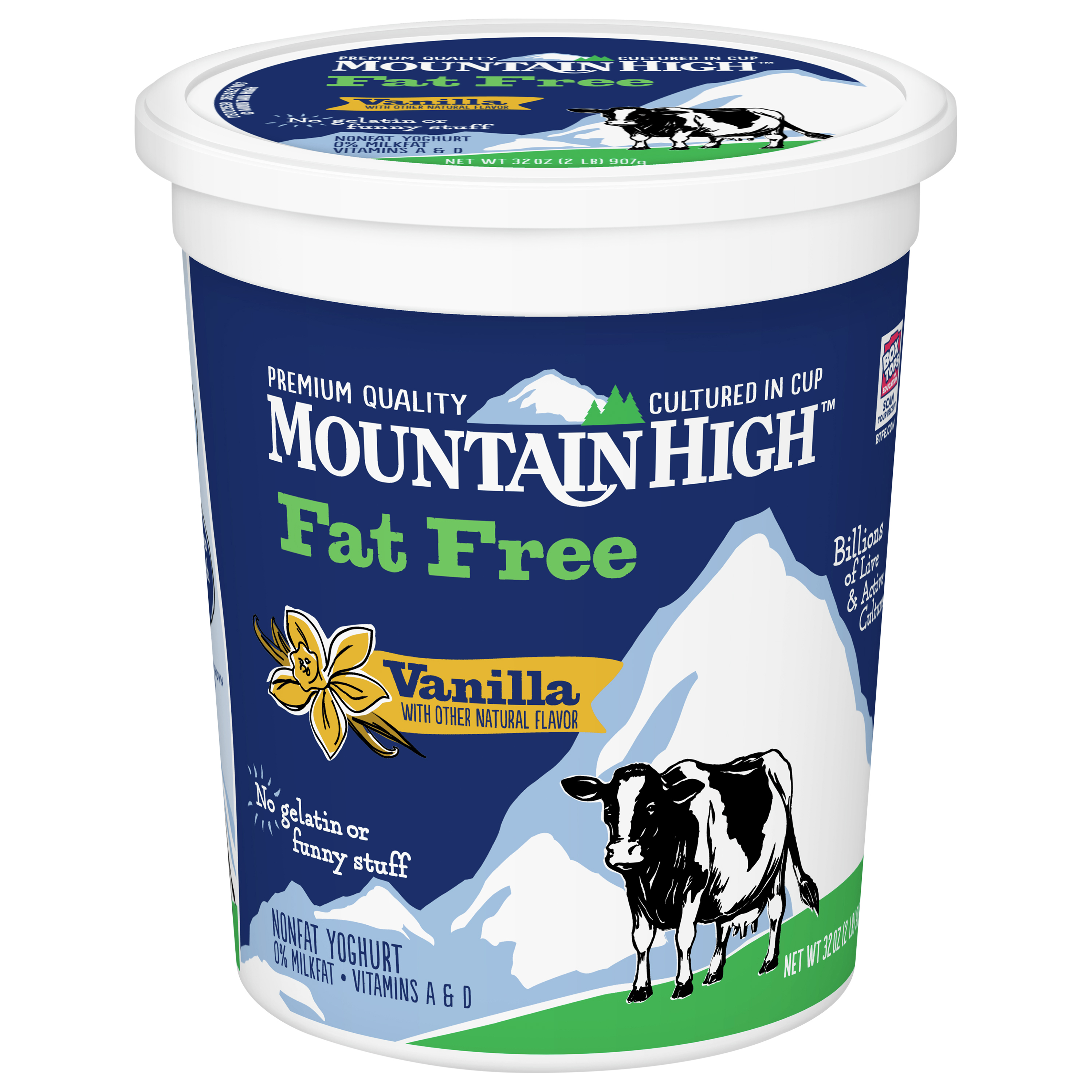 Yoghurt, Fat Free, Nonfat, Vanilla