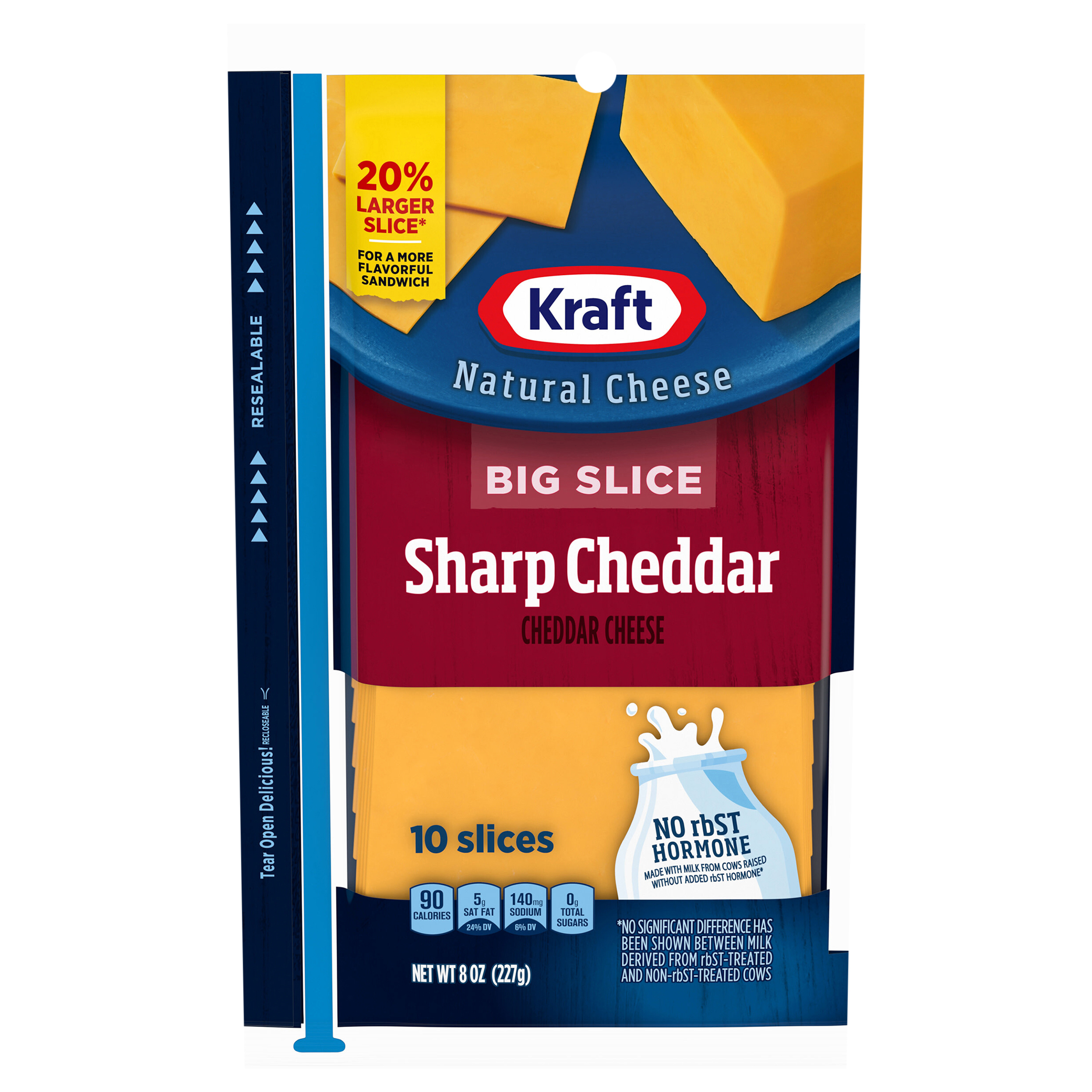 Calories in Sliced Cheese, Natural, Sharp Cheddar from Sargento
