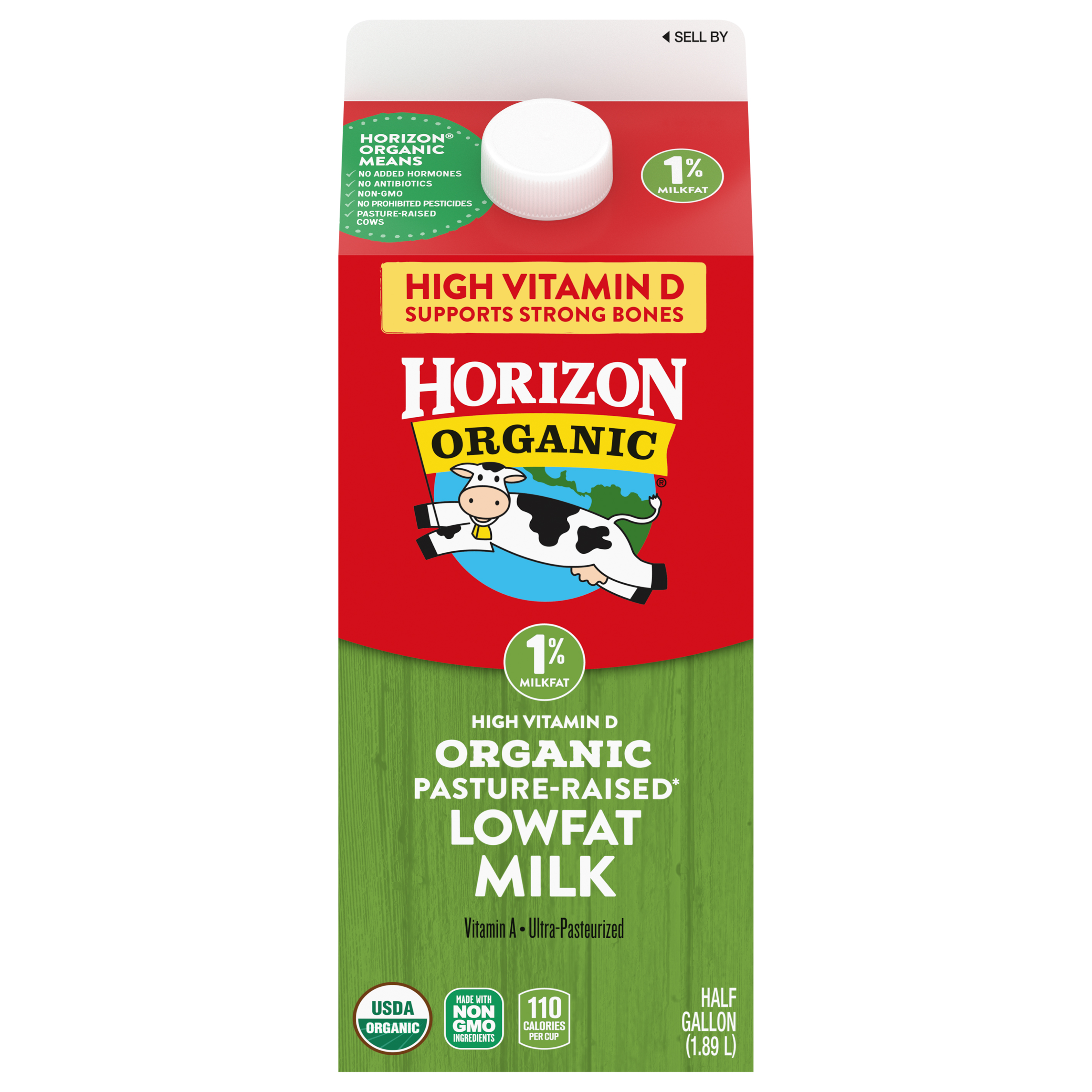 Milk, Low Fat, Organic, 1% Milkfat