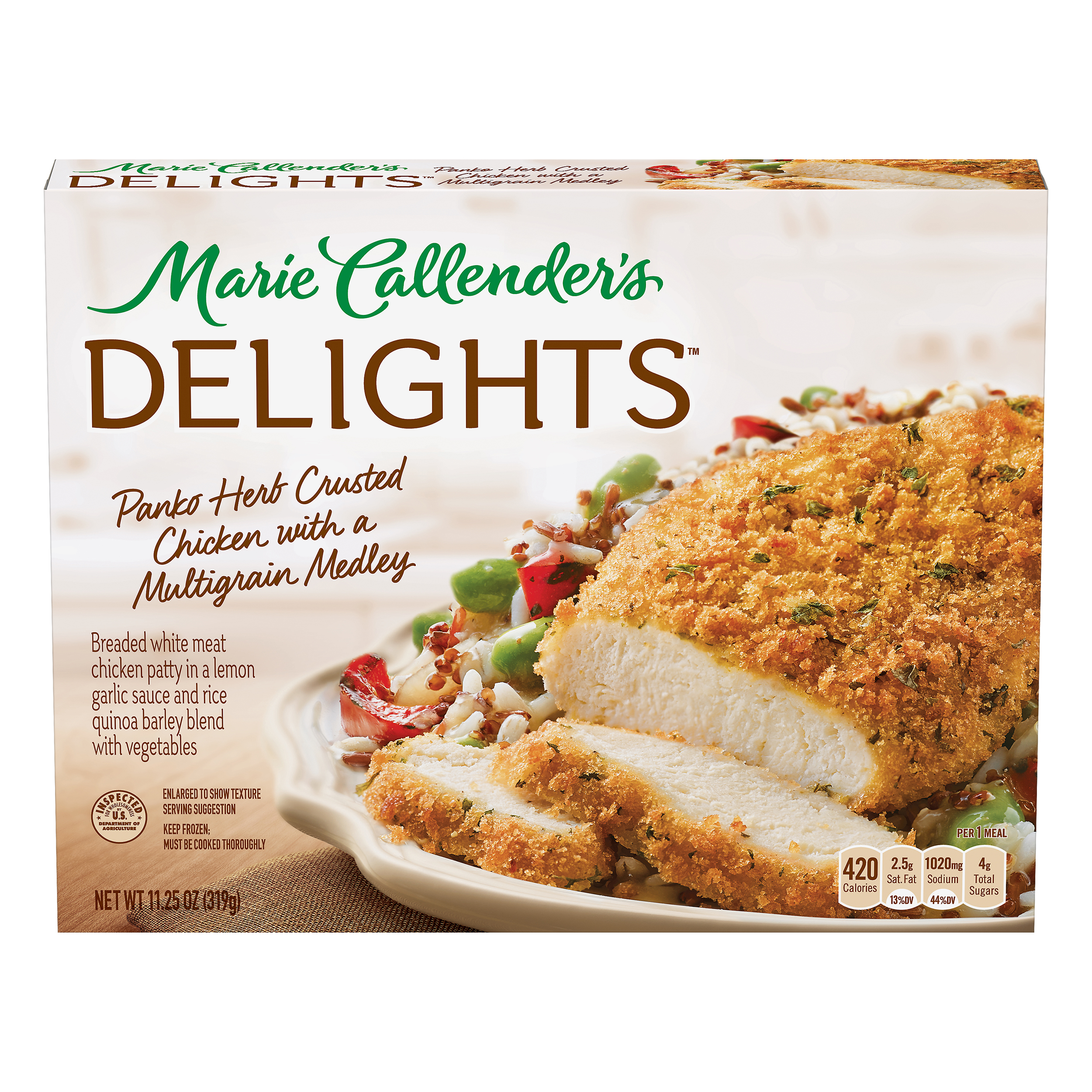 Marie Callender's Delights Frozen Dinner, Panko Herb Crusted Chicken With A Mult