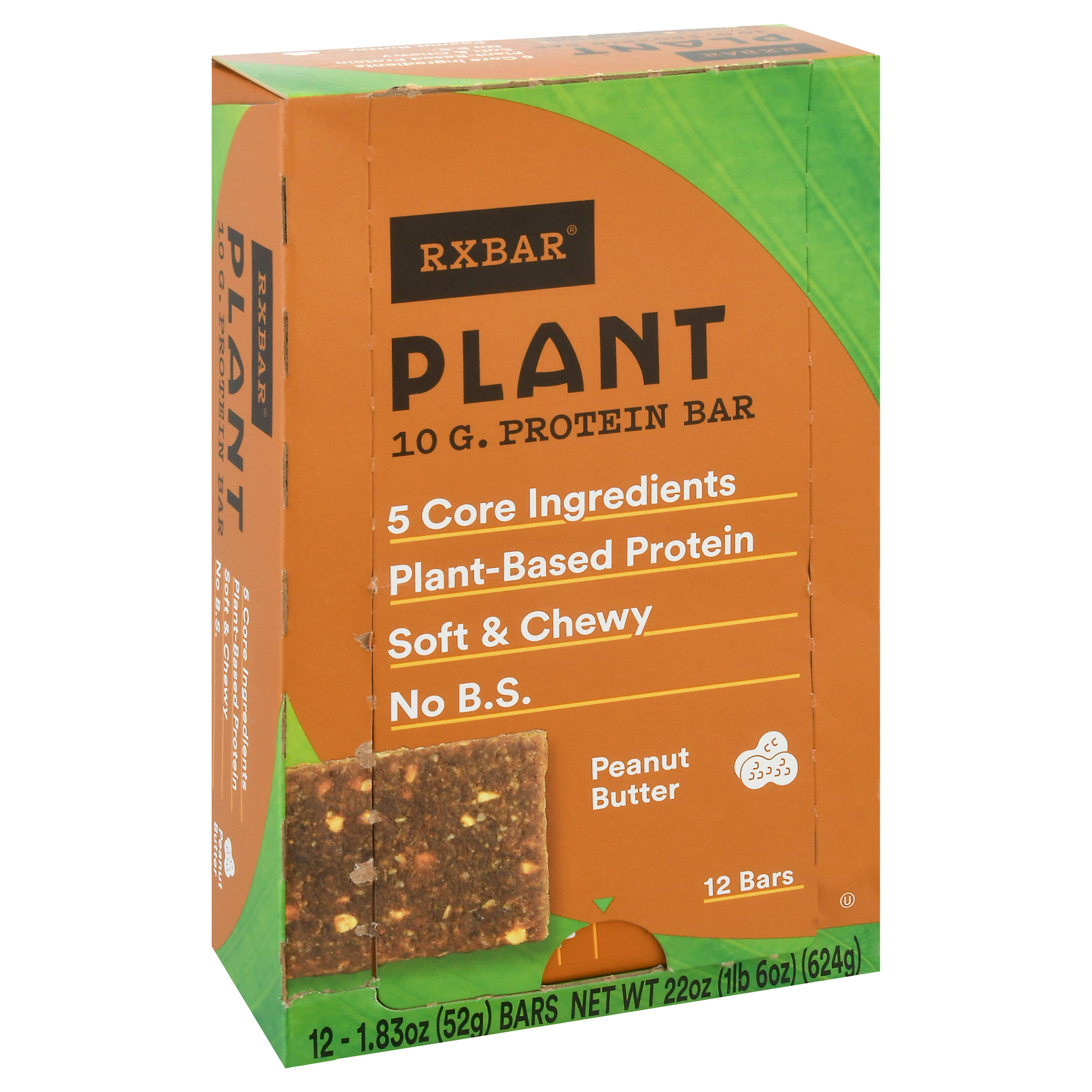 Rxbar Peanut Butter Plant Protein Bars 12-1.83 Oz Wrapper