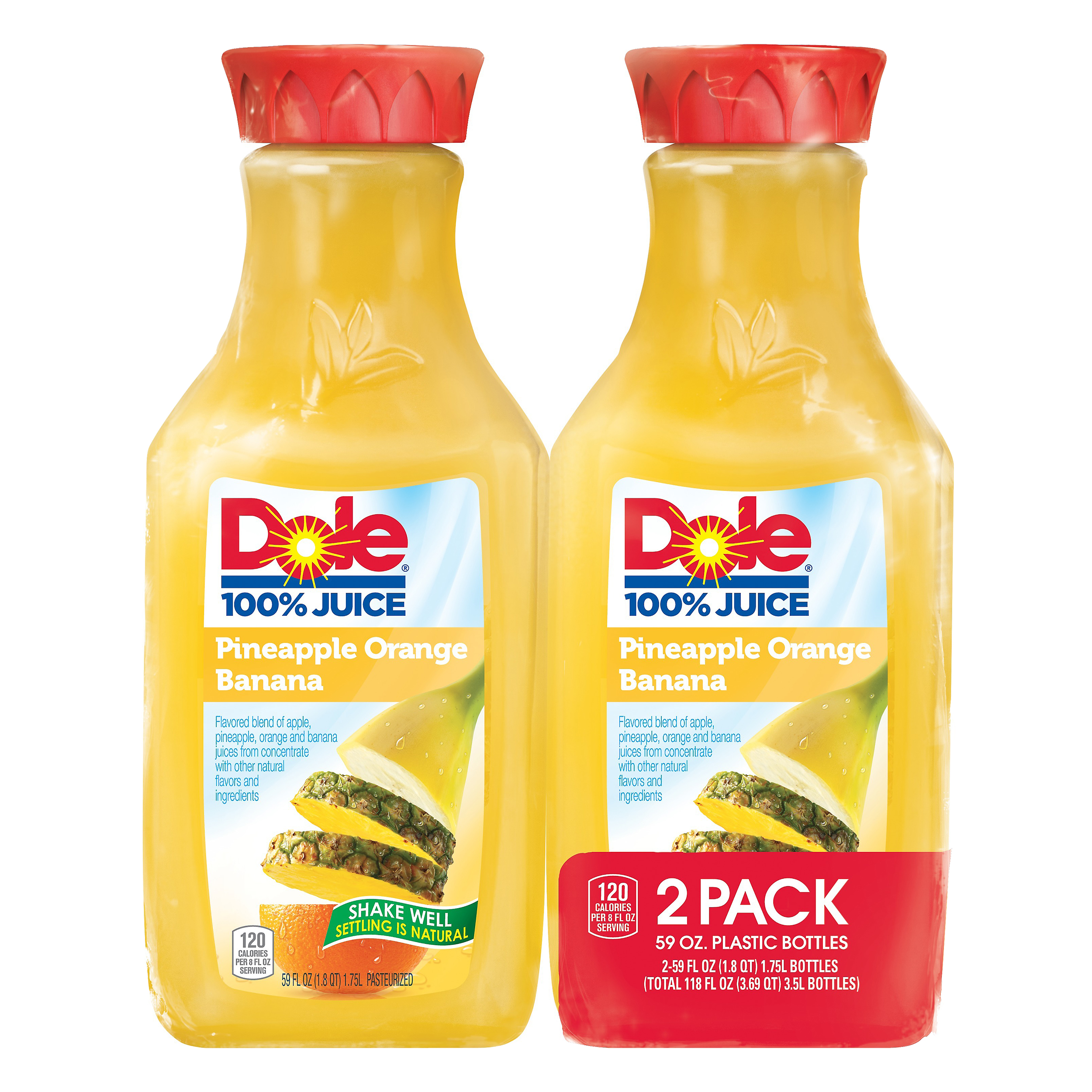 Dole 2 Pack Pineapple Orange Banana 100% Juice 2 Ea