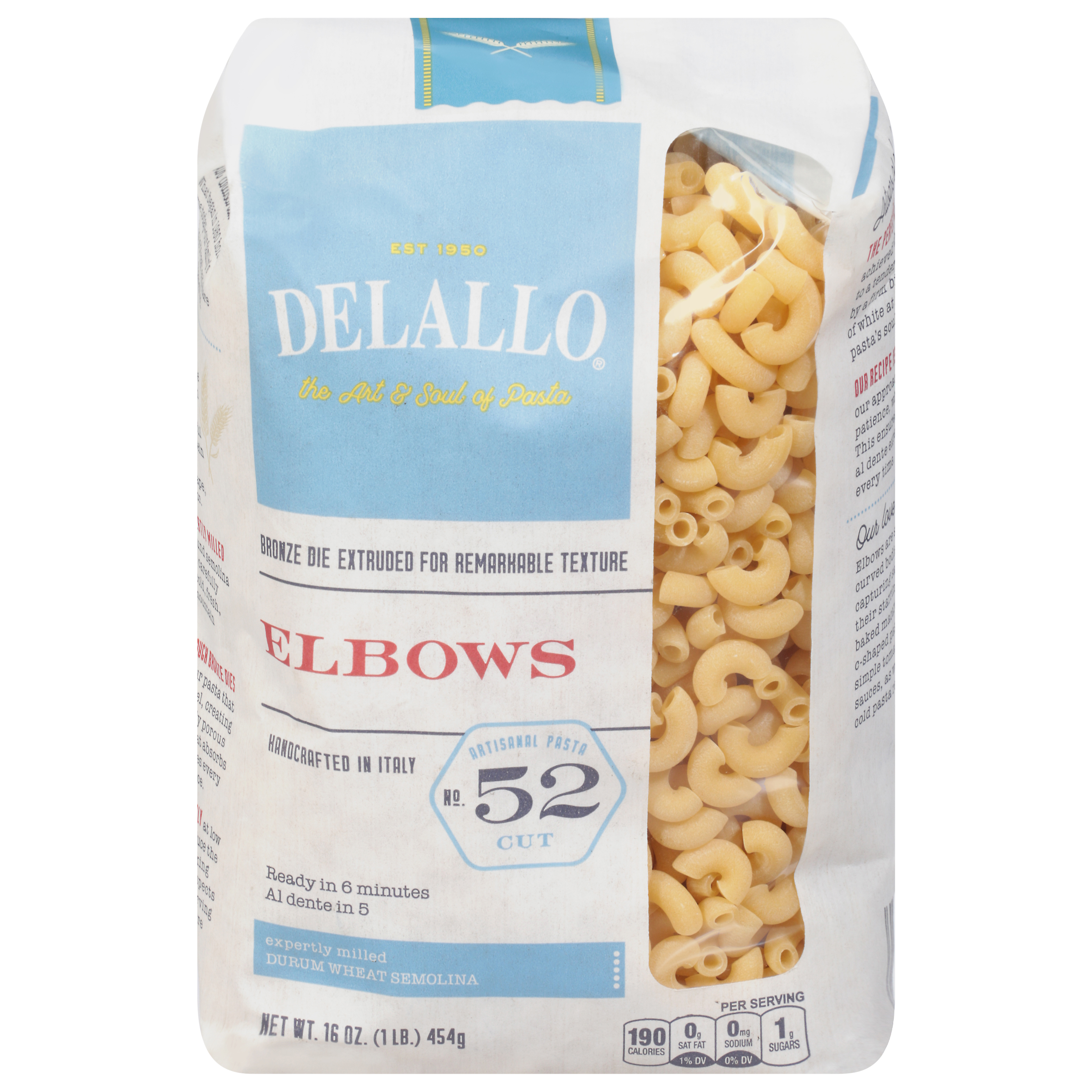 Delallo No. 52 Cut Elbows 16 Oz