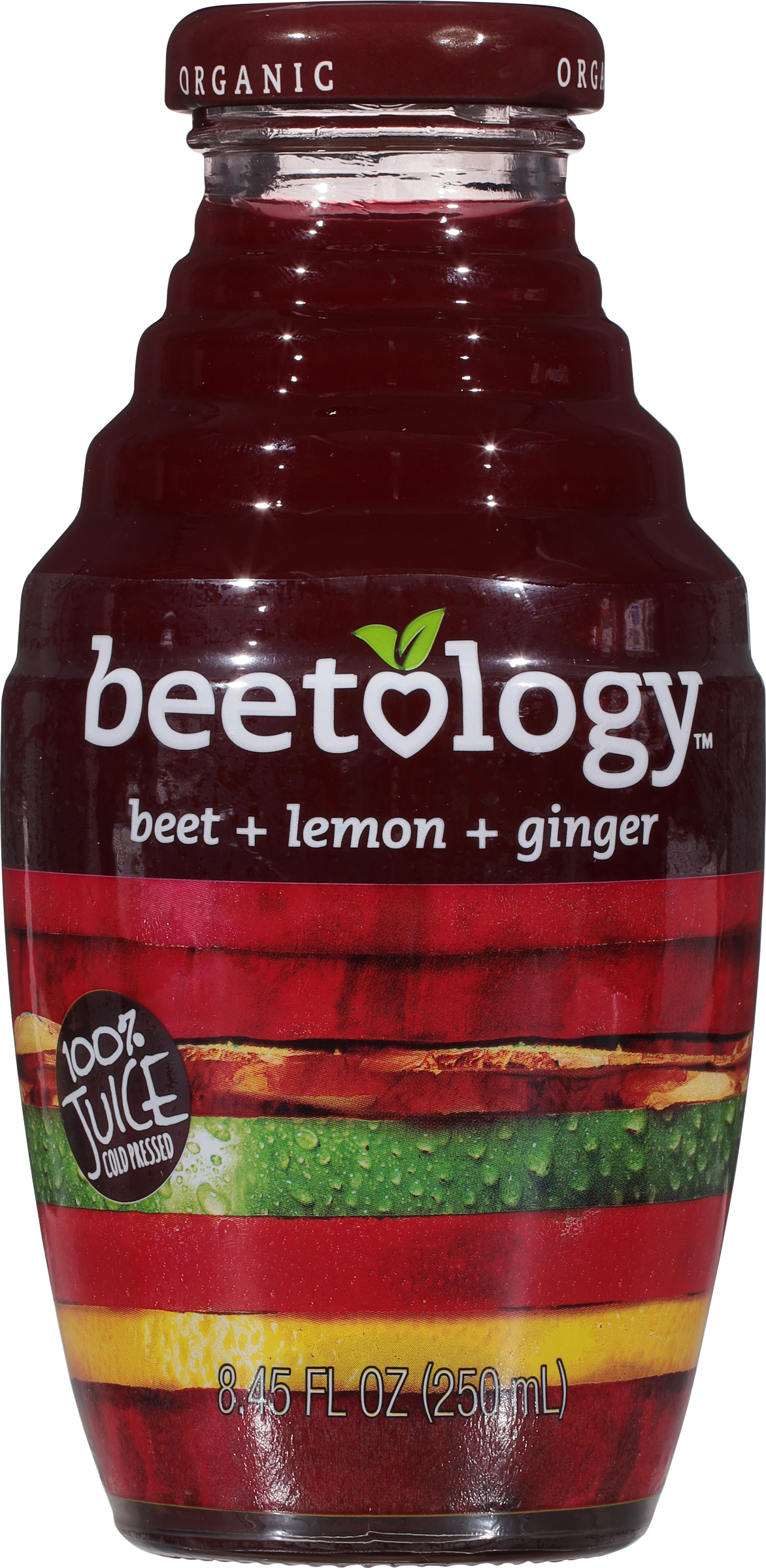 100% Juice, Organic, Cold Pressed, Beet + Lemon + Ginger