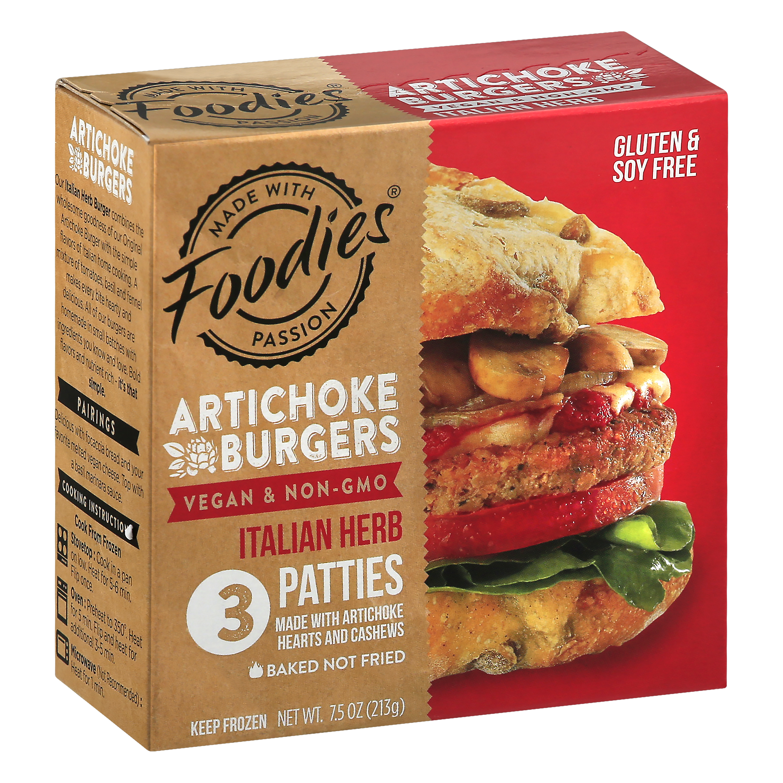 Foodies Italian Herb Artichoke Burgers 3 Ea
