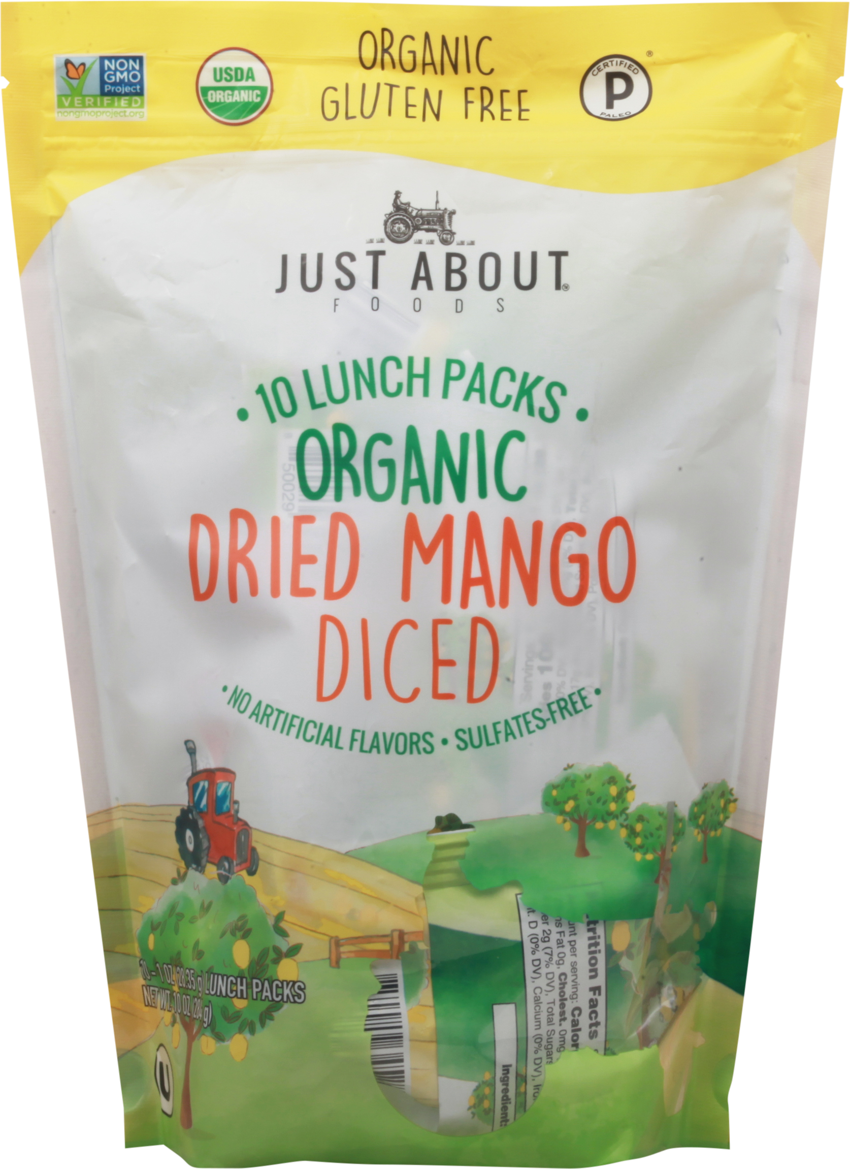 Dried Mango, Organic, Diced, Lunch Packs
