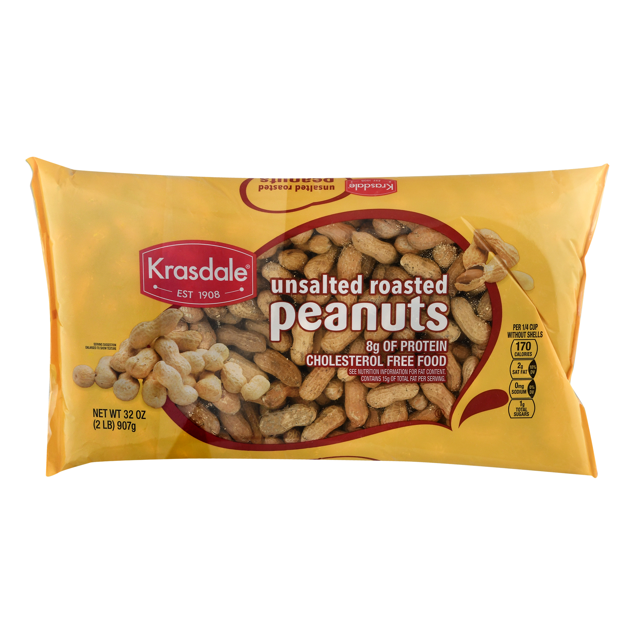Krasdale Unsalted Roasted Peanuts 32 Oz
