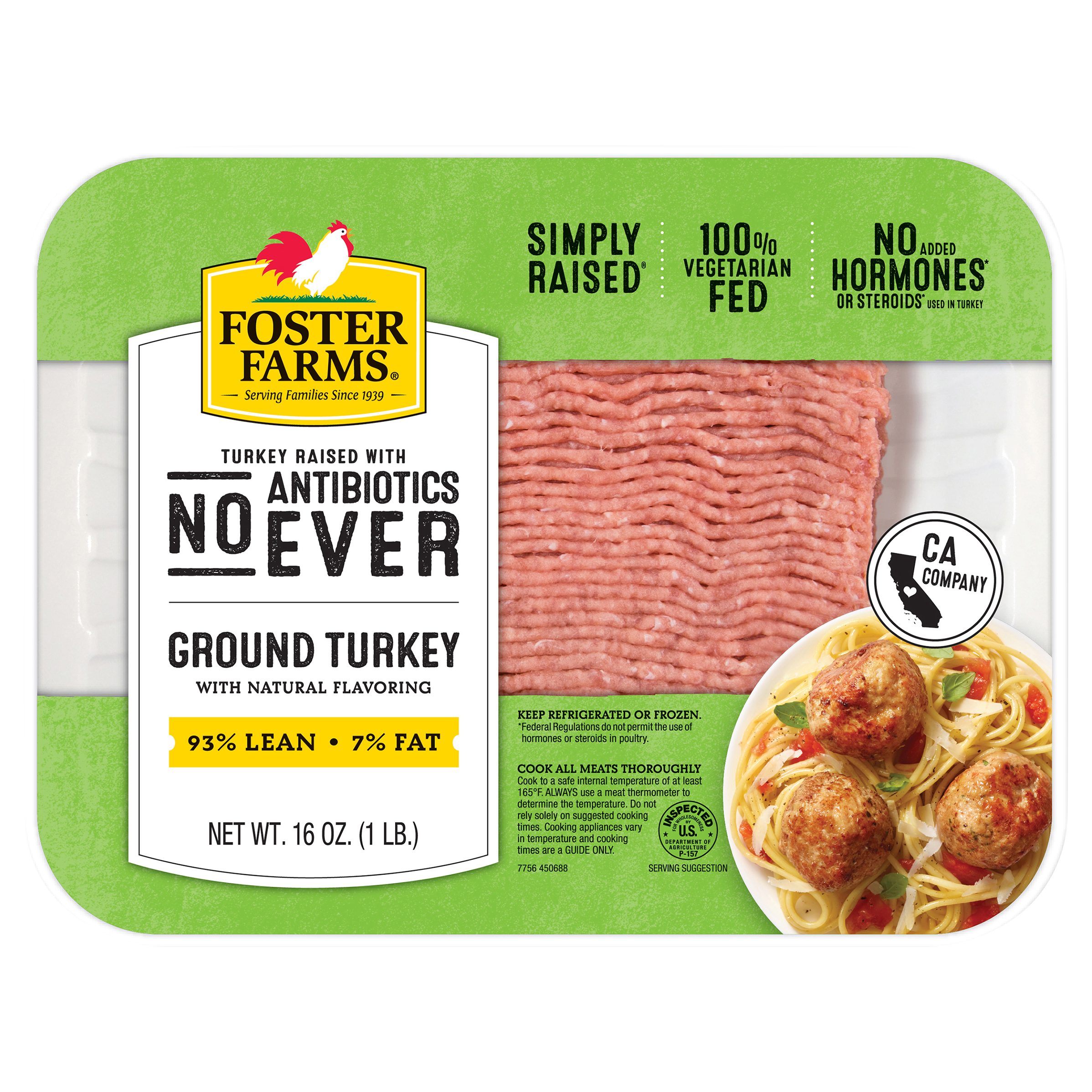 Ground Turkey, 93% Lean 7% Fat