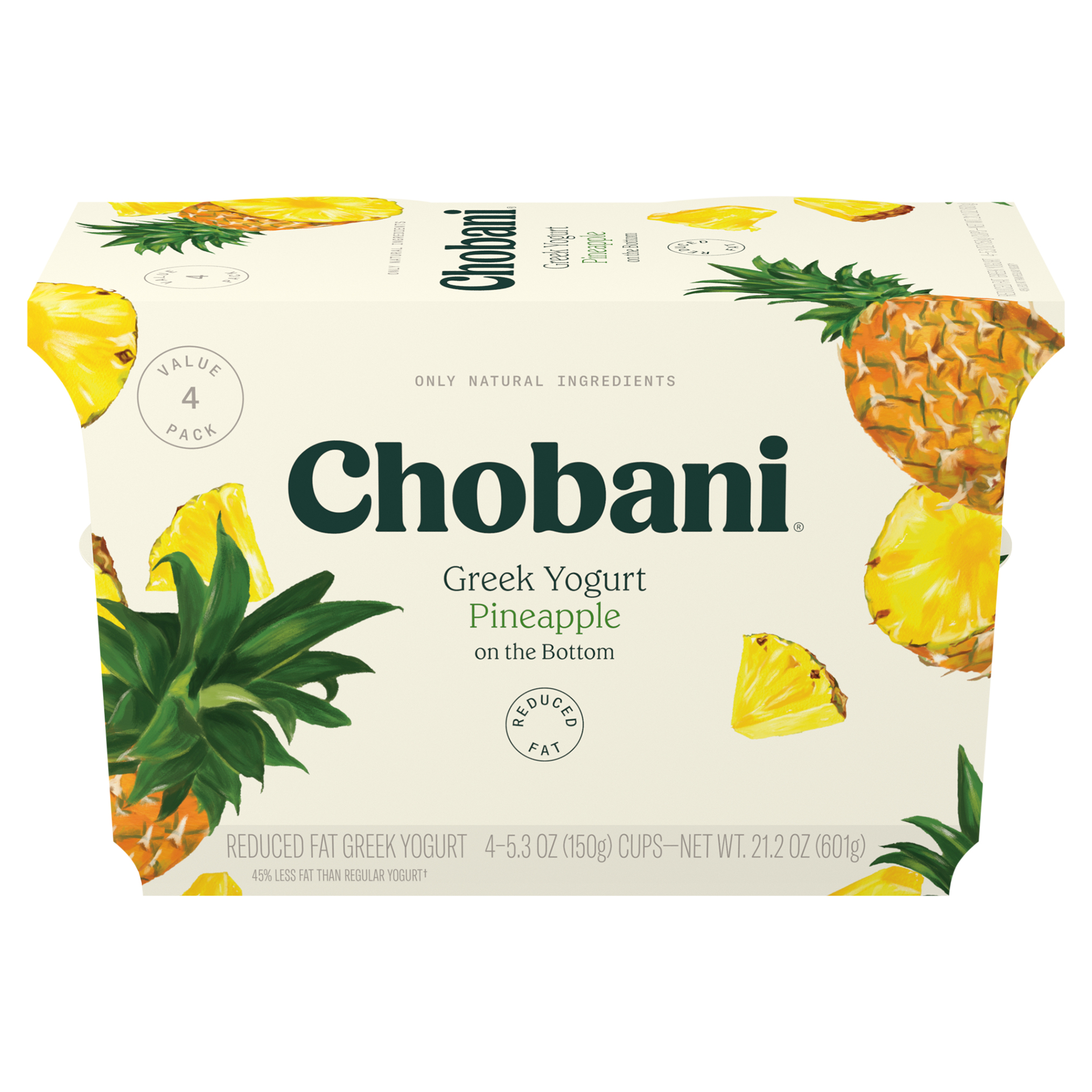Yogurt, Greek, Reduced Fat, Pineapple on the Bottom, 4 Value Pack