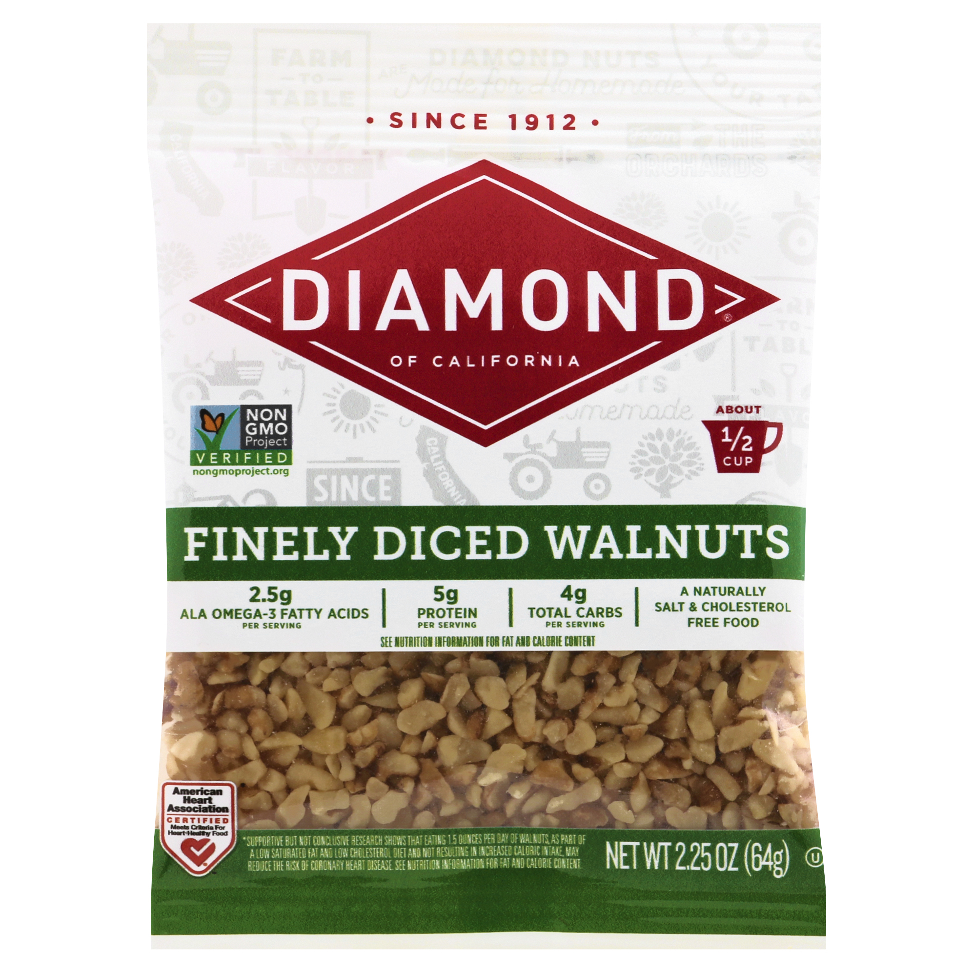 Diamond Finely Diced Walnuts 2.25 Oz