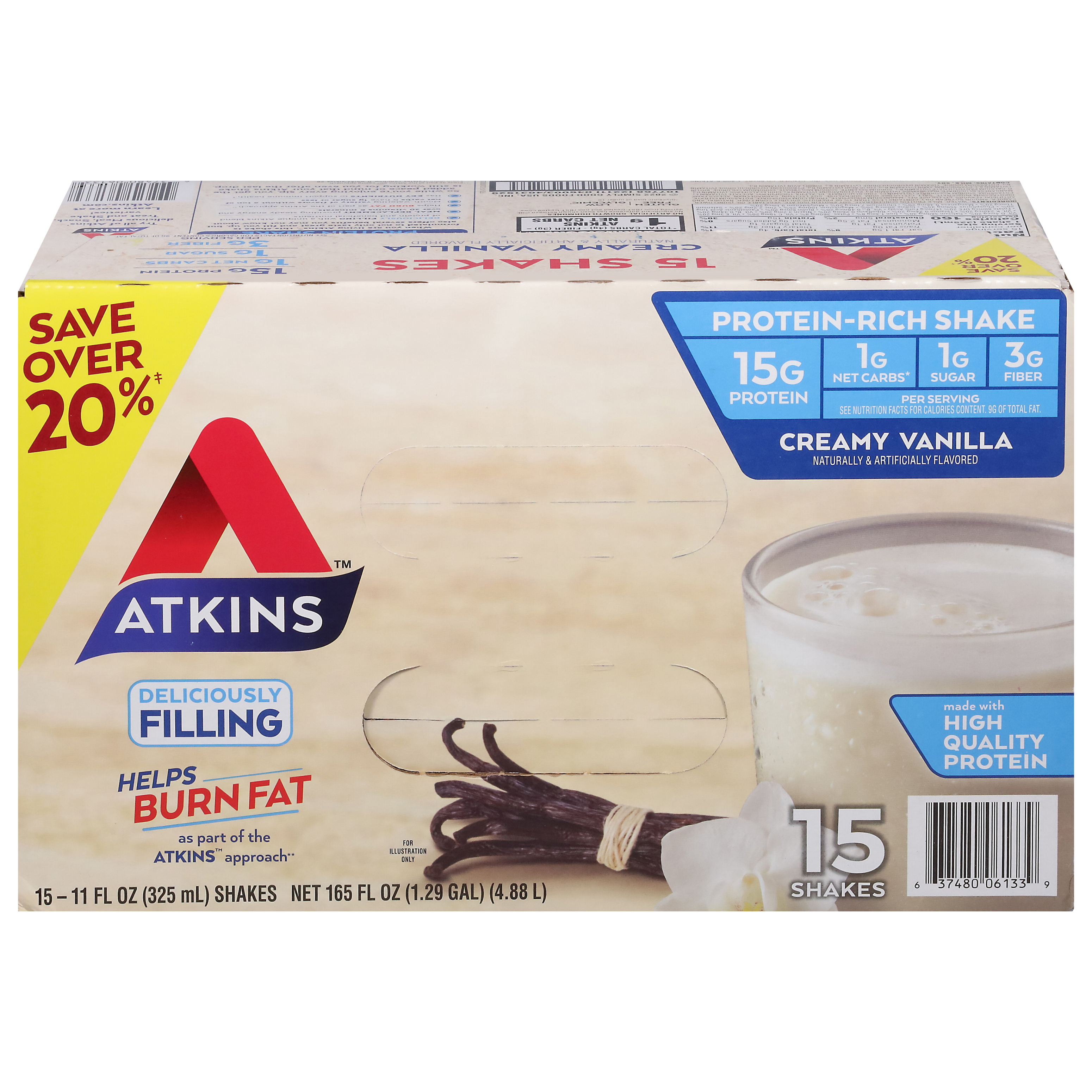 Atkins Creamy Vanilla Protein-rich Shake 15 - 11 Fl Oz Packs