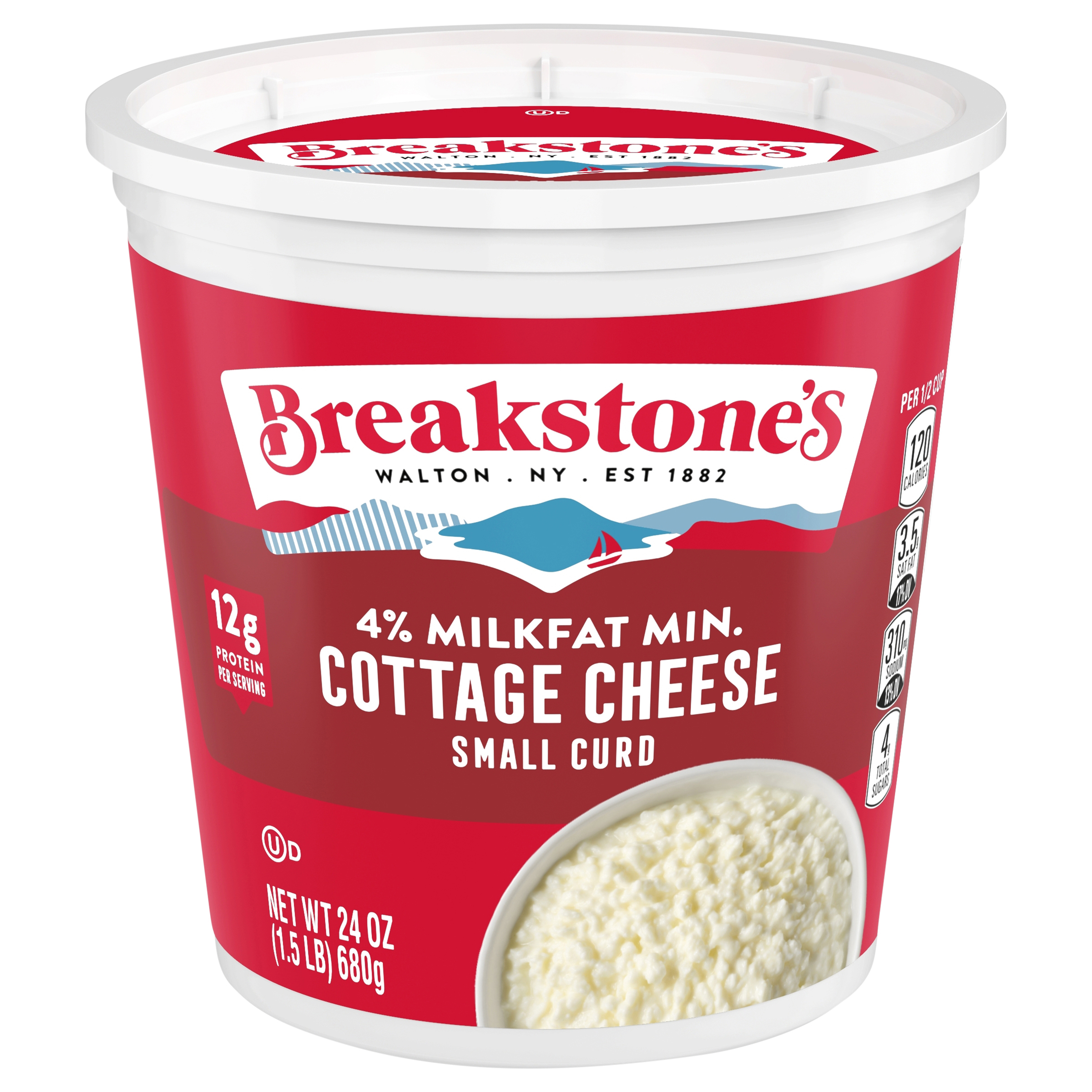 Cottage Cheese, 4% Milkfat Min, Small Curd