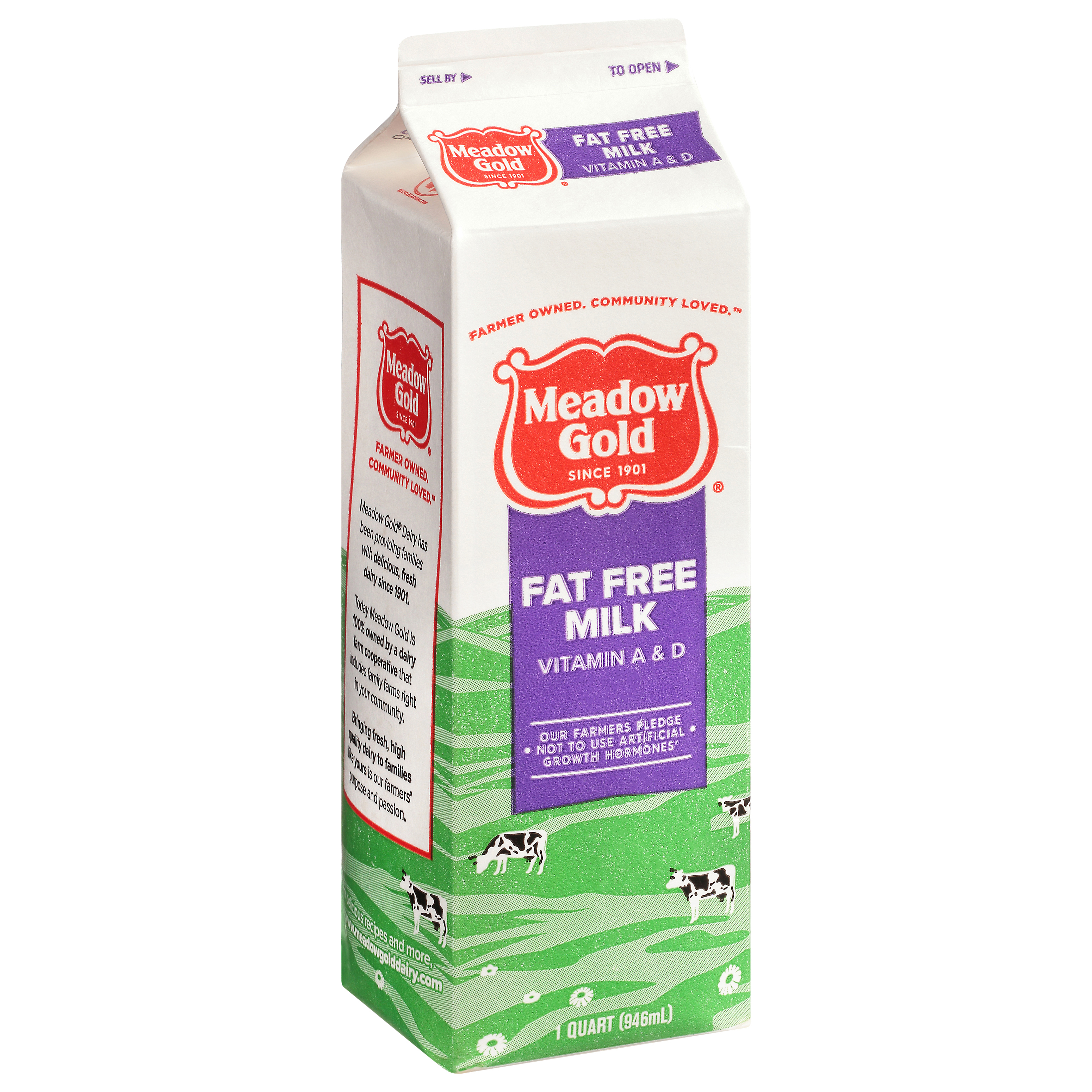 Meadow Gold Fat Free Milk 1 Qt Carton
