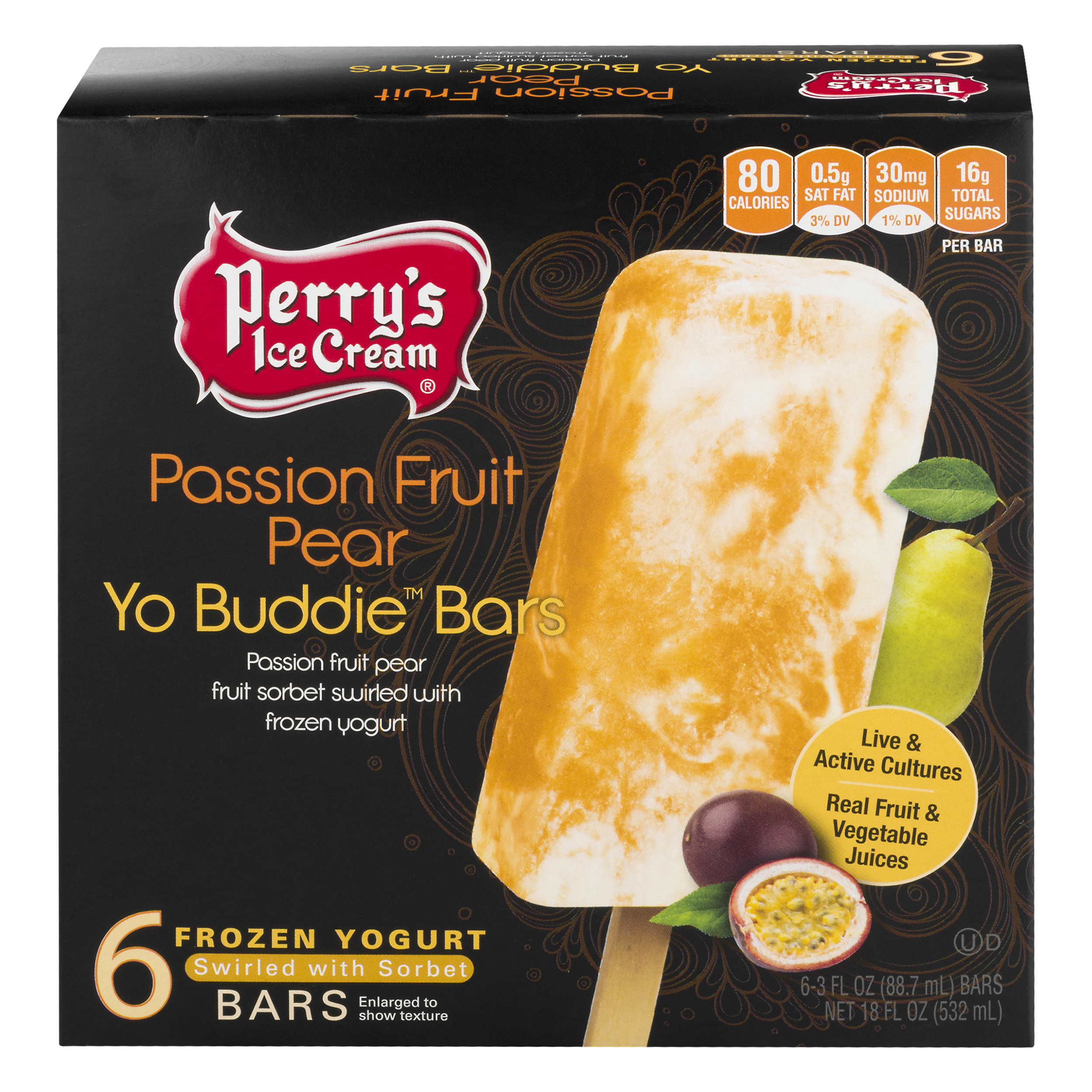 Perrys Ice Cream Yo Buddie Bars Passion Fruit Pear Yo Buddie Bars 6 Ea