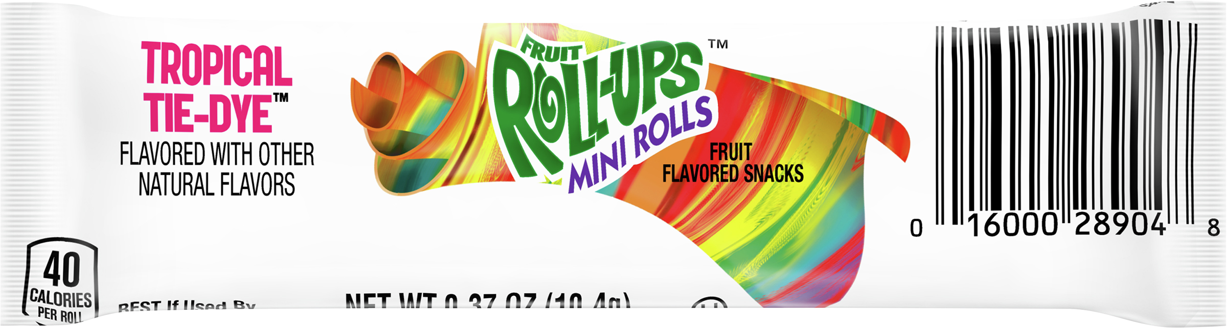 Fruit Flavored Snacks, Tropical Tie-Dye, Mini Rolls