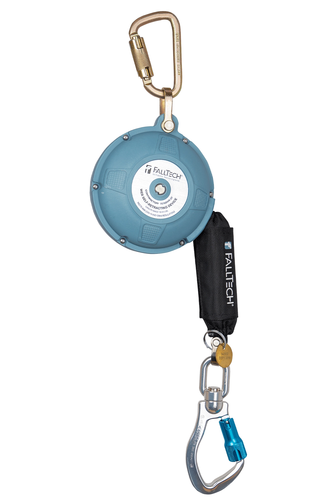 FallTech 20' Contractor Web Class 1 SRL with Swivel Aluminum Carabiner