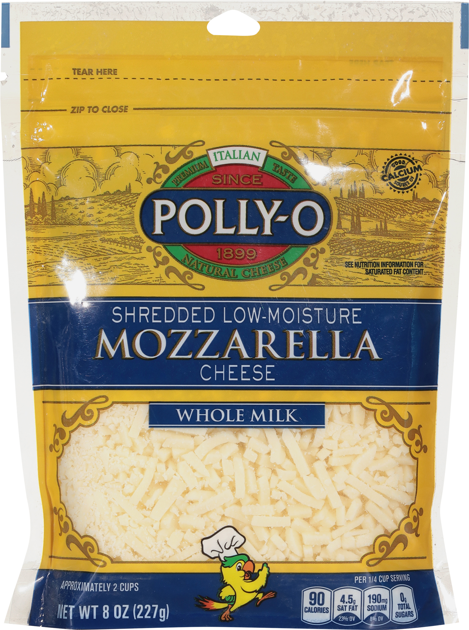 Shredded Cheese, Whole Milk, Mozzarella, Low-Moisture
