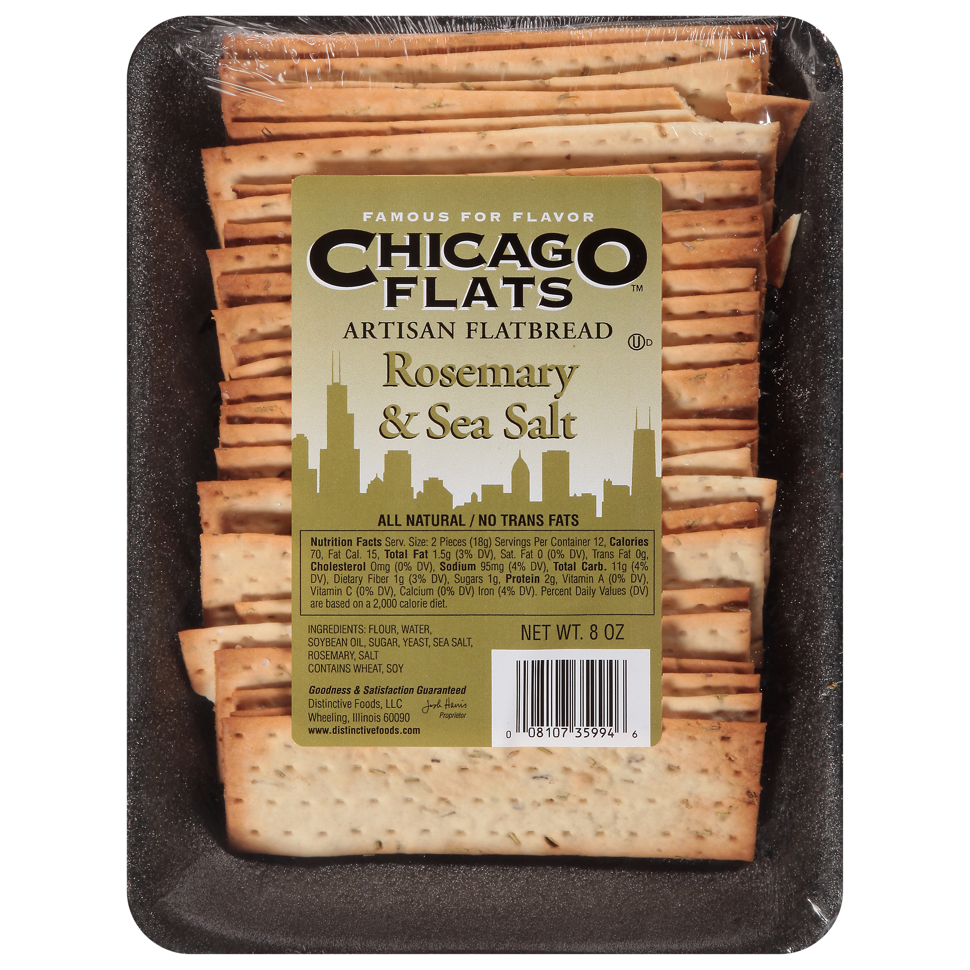 Chicago Flats Rosemary & Sea Salt Artisan Flatbread 8 Oz