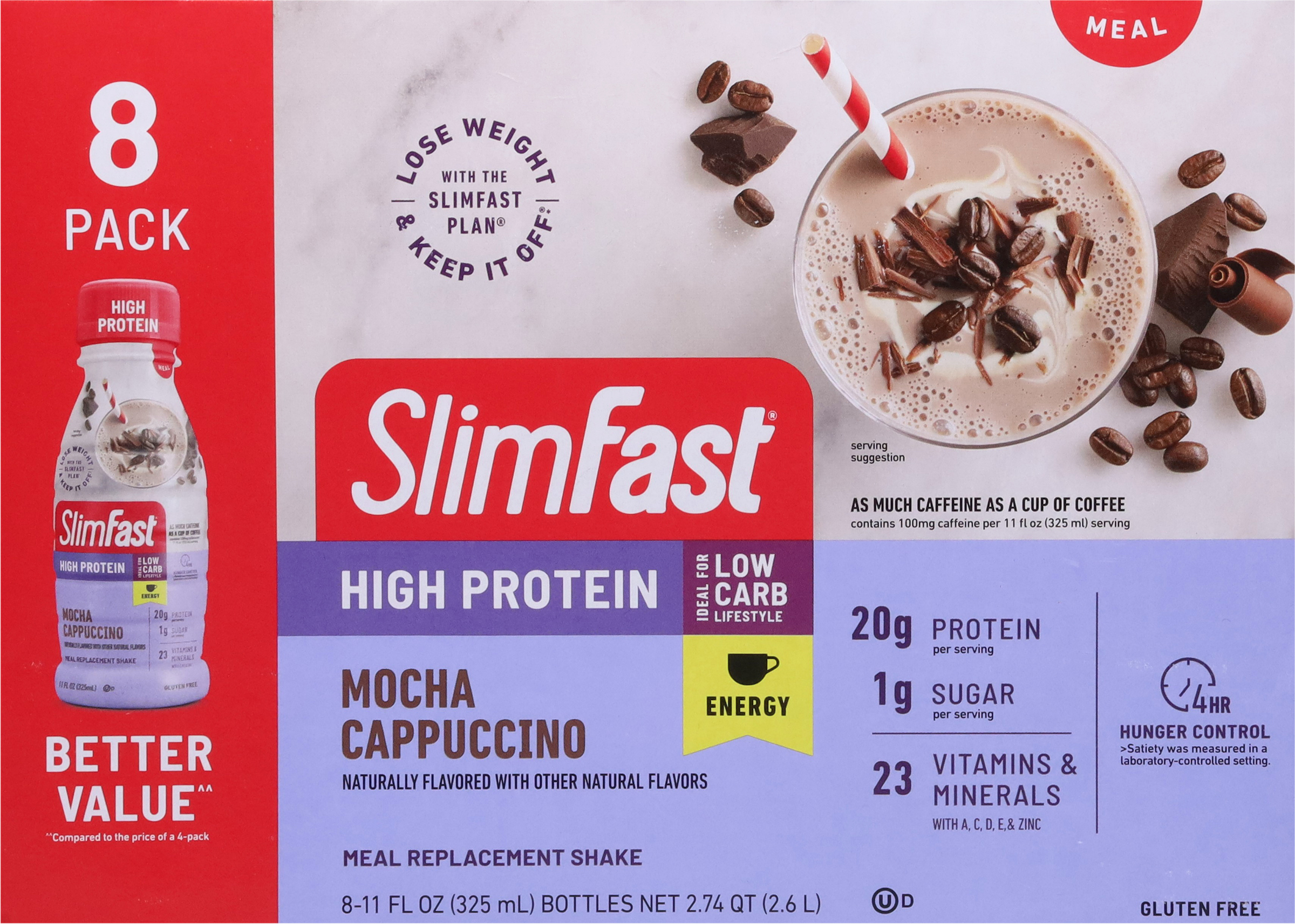Meal Replacement Shake, Mocha Cappuccino, 8 Pack