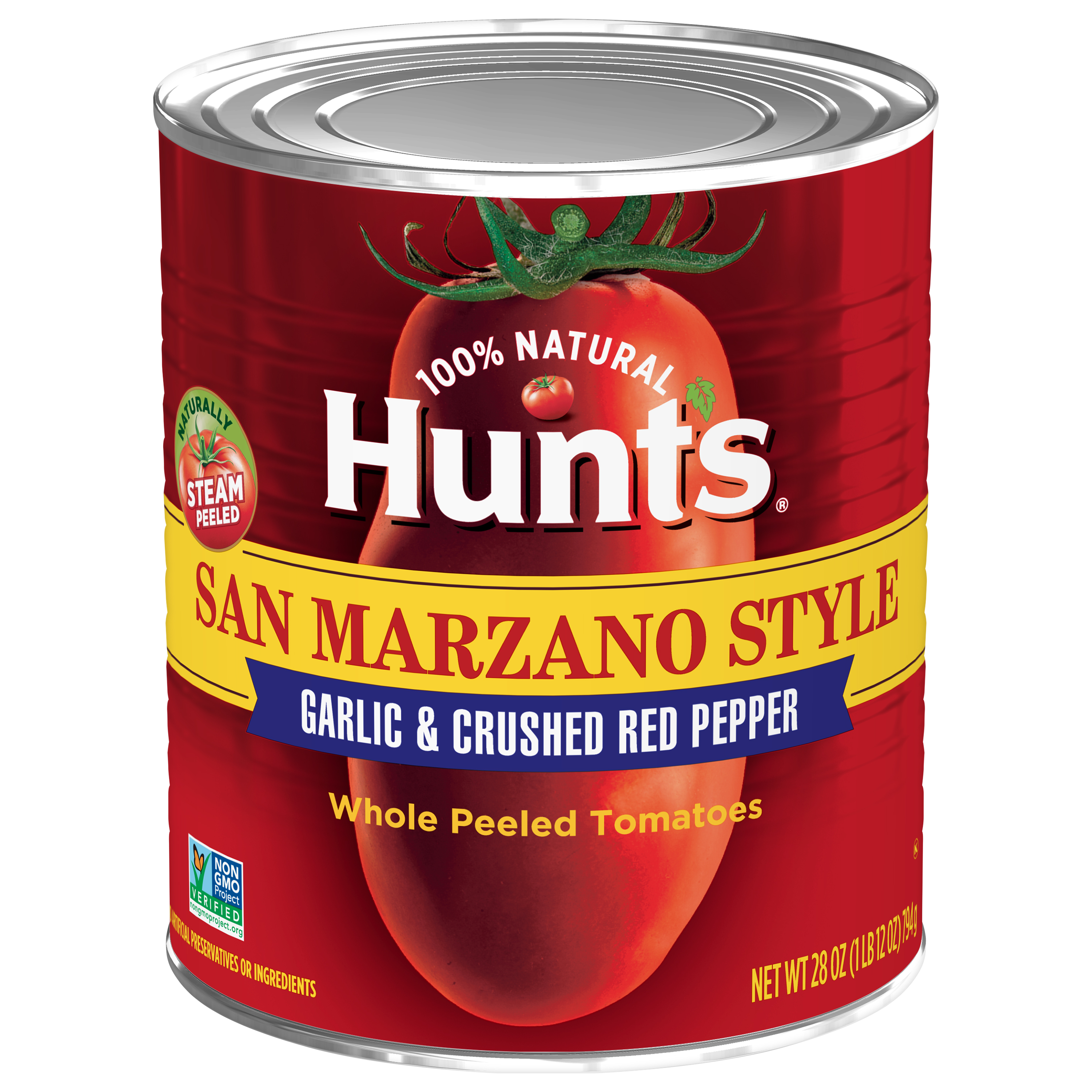 Tomatoes, Whole Peeled, Garlic & Crushed Red Pepper, San Marzano Style