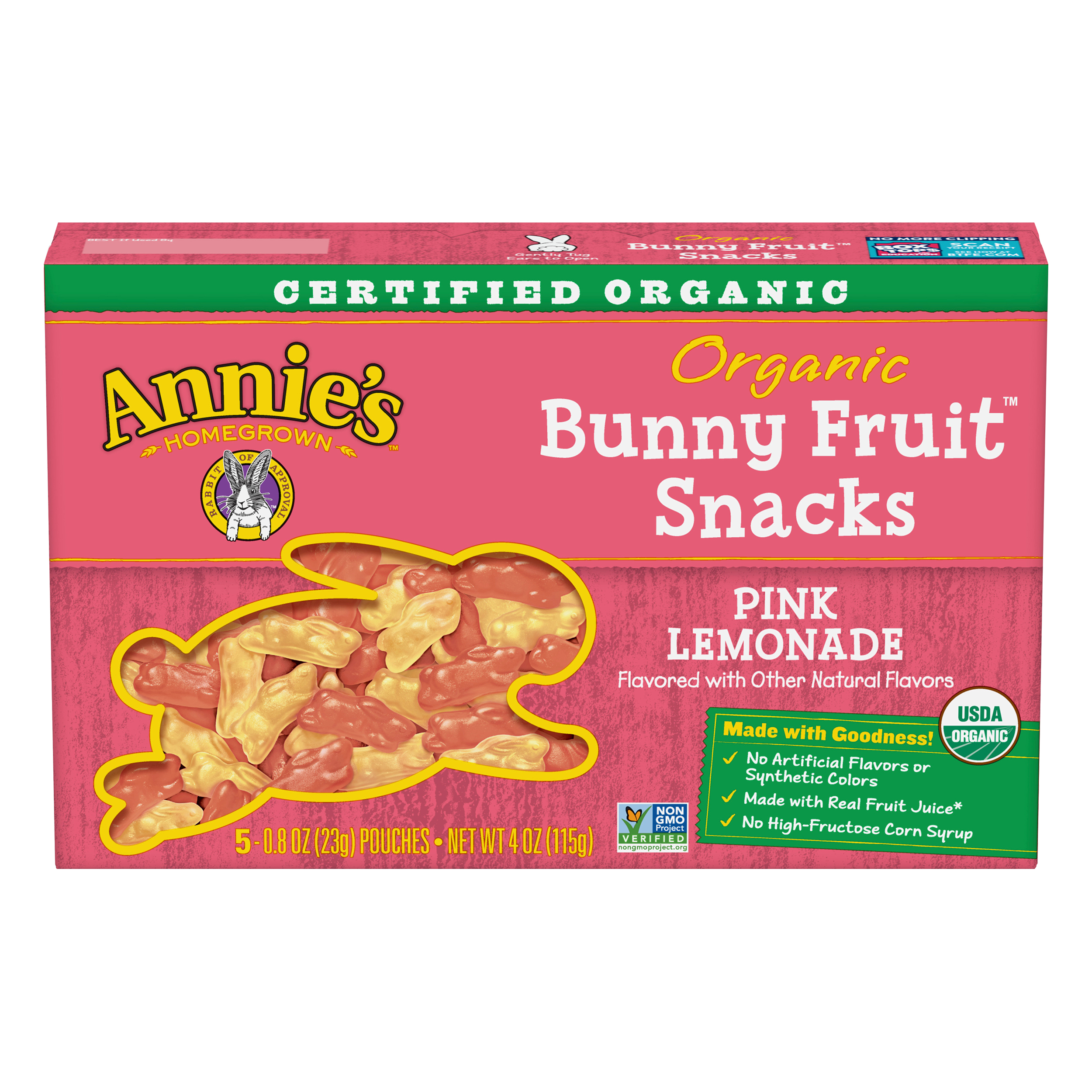 Annie's Organic Pink Lemonade Bunny Fruit Snacks 5 Ea