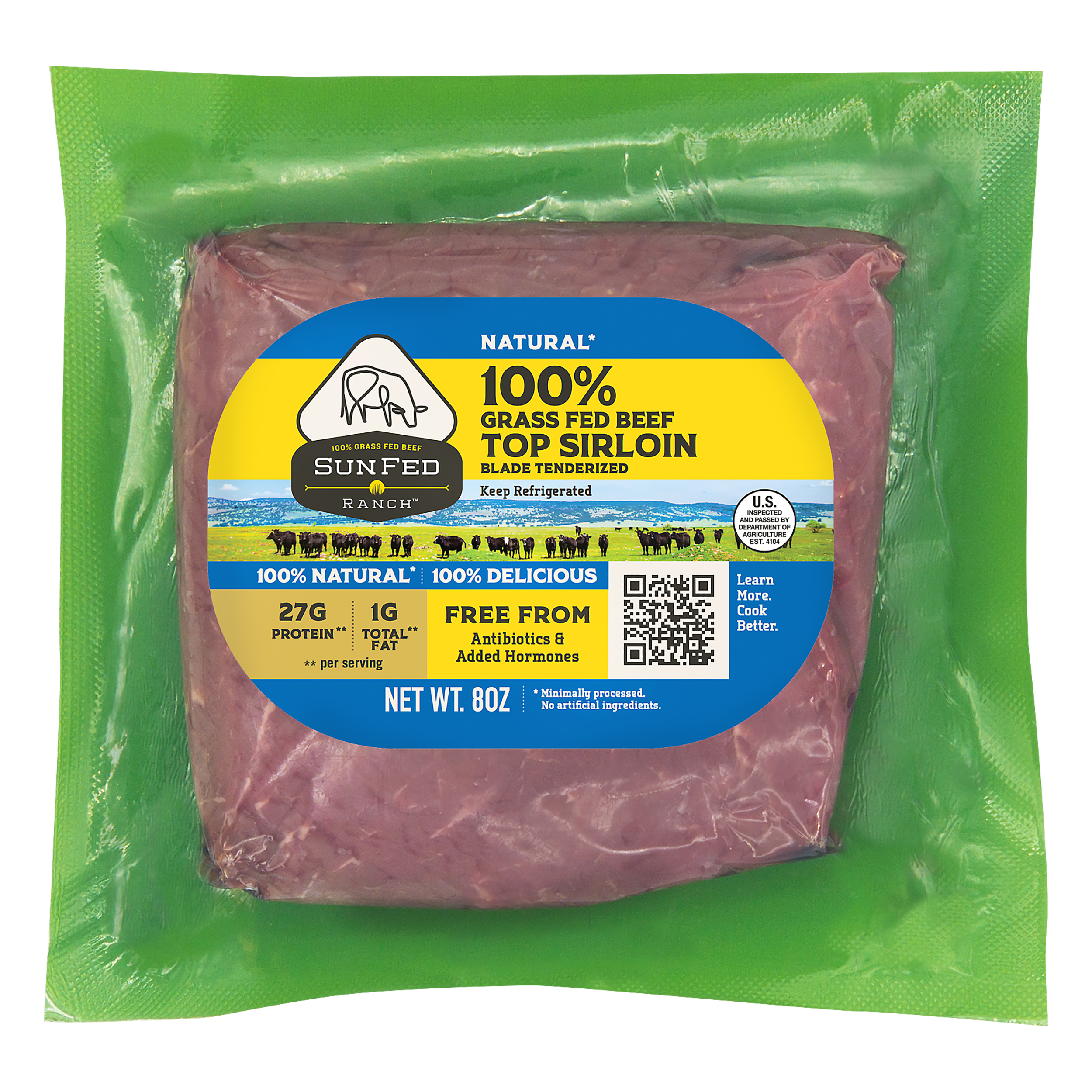 Sunfed Ranch 100% Grass Fed Beef Top Sirloin 8 Oz