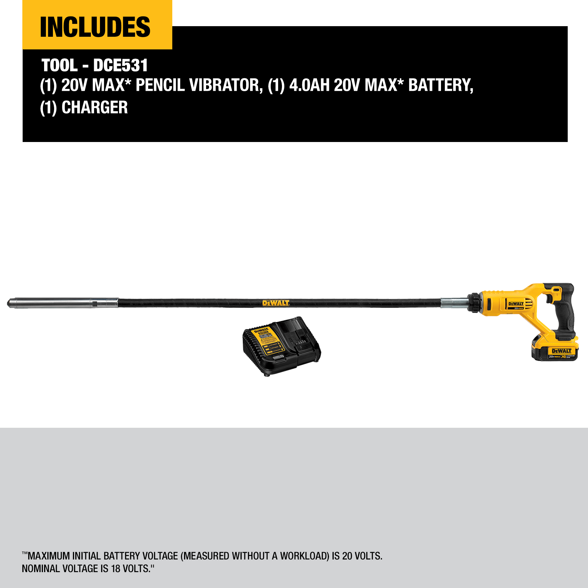 DEWALT 20V MAX Pencil Vibrator (Kit) White Cap