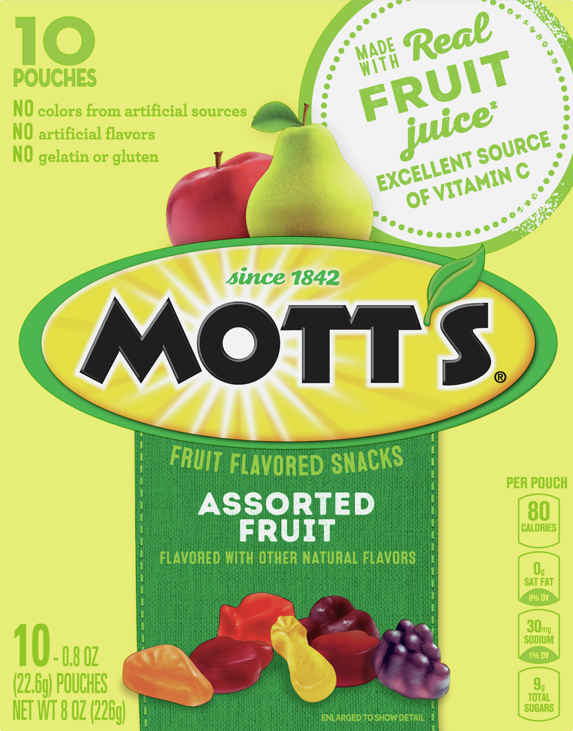 Fruit Flavored Snacks, Assorted Fruit, 10 Pouches