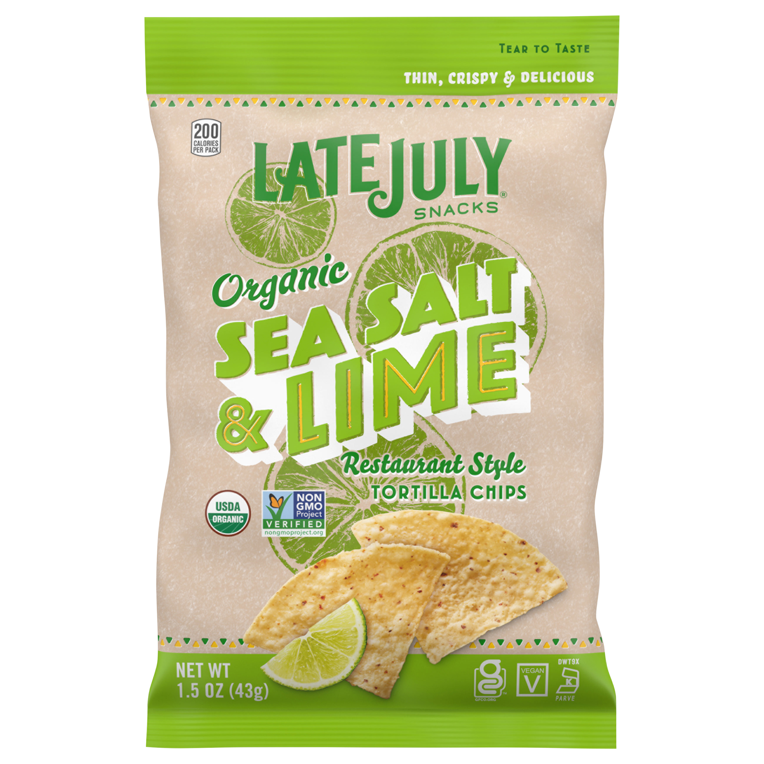 Tortilla Chips, Organic, Sea Salt & Lime, Restaurant Style