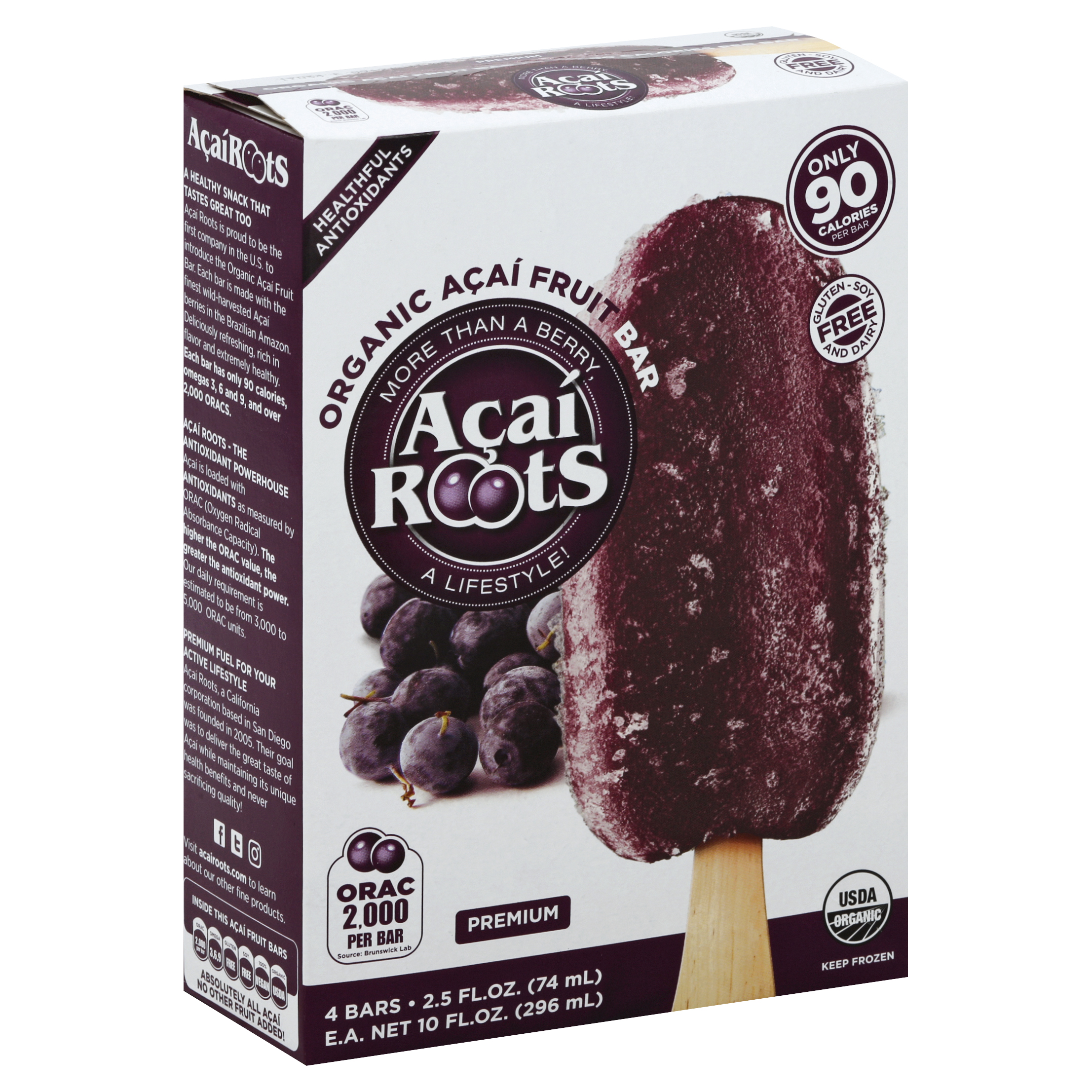 Acai Roots Fruit Bar 4 Ea