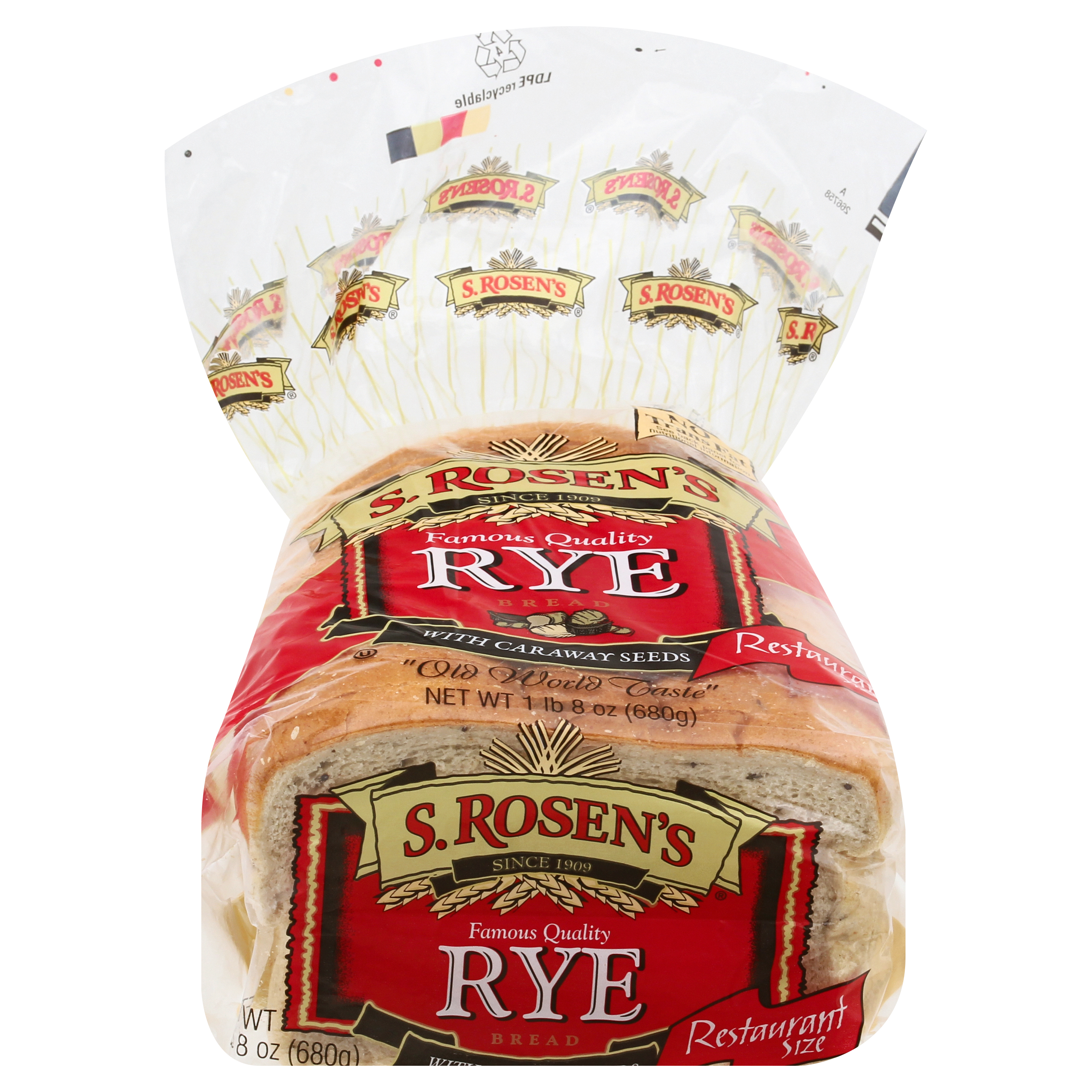 S. Rosen's Restaurant Size Rye Bread With Caraway Seeds 24 Oz