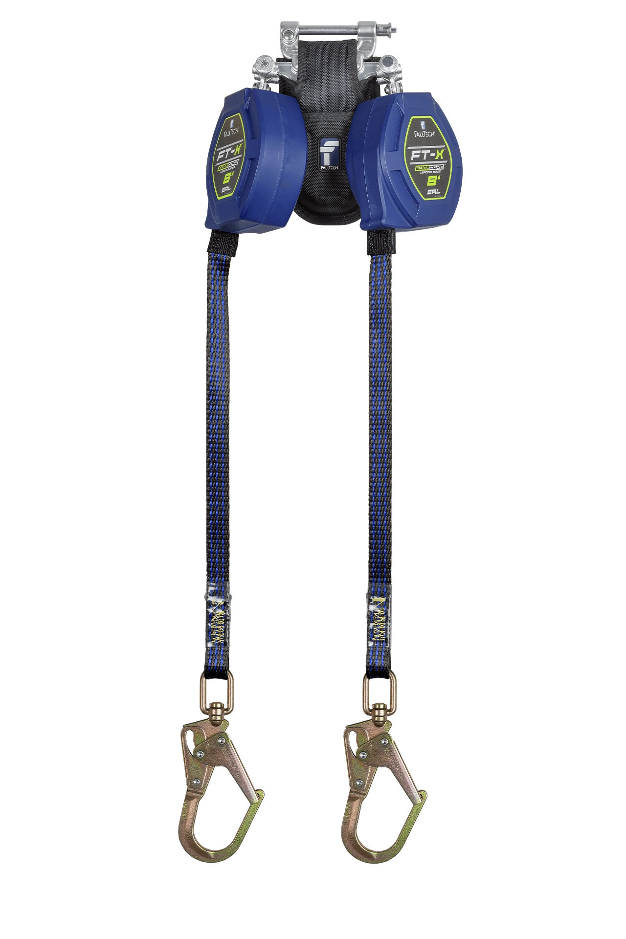FallTech FT-X EdgeCore 8' Class 2 Twin-Leg Leading Edge Personal SRL-P with Steel Swivel Mini Rebar Hooks and SpeedLink