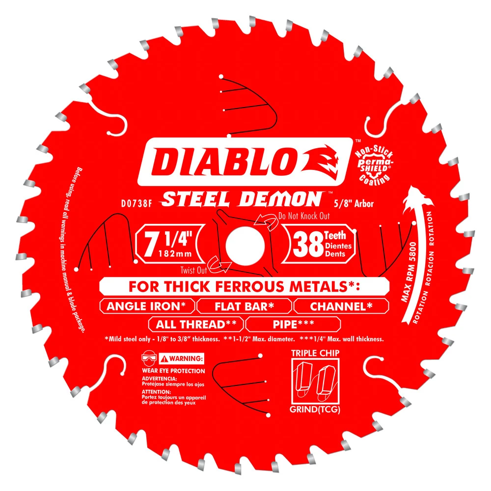 Diablo 7-1/4" x 5/8" 38T TCG Ferrous Saw Blade