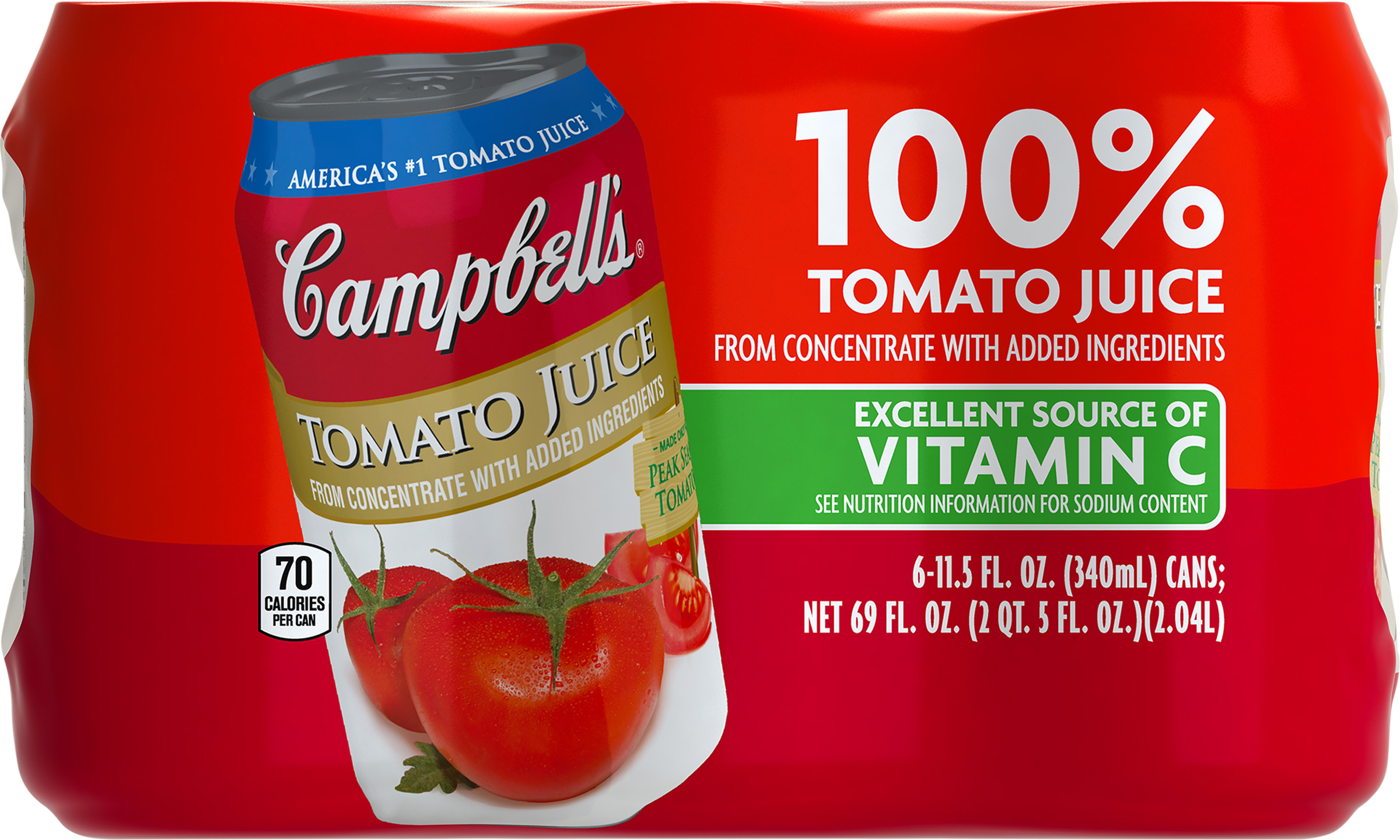 100% Juice, Tomato, 6 Pack