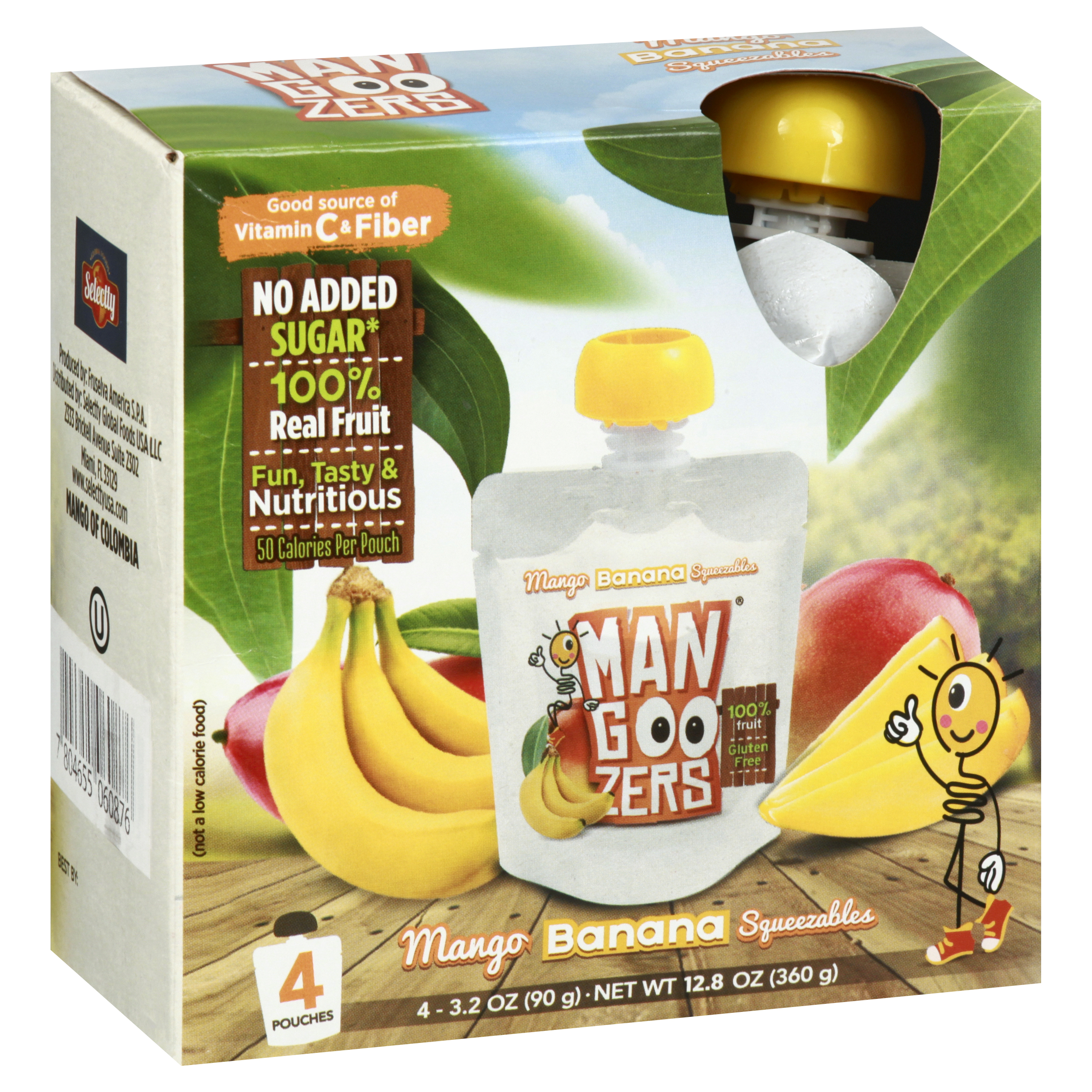 Man Goo Zers Mango + Banana Squeezables 4 Ea