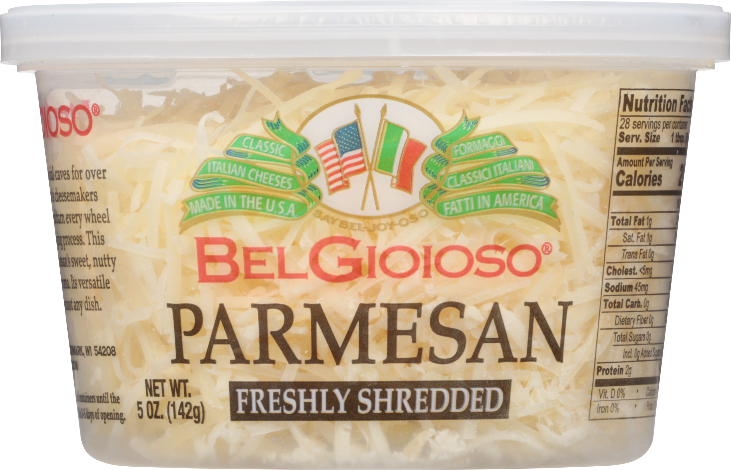 Calories in Freshly Shredded Cheese, Parmesan from BelGioioso