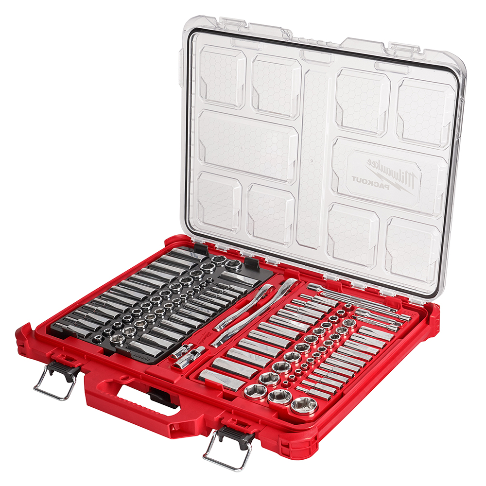 Metric 1/4 In.  3/8 In. 106 Pc. Ratchet and Socket Set in Packout Sae   White Cap